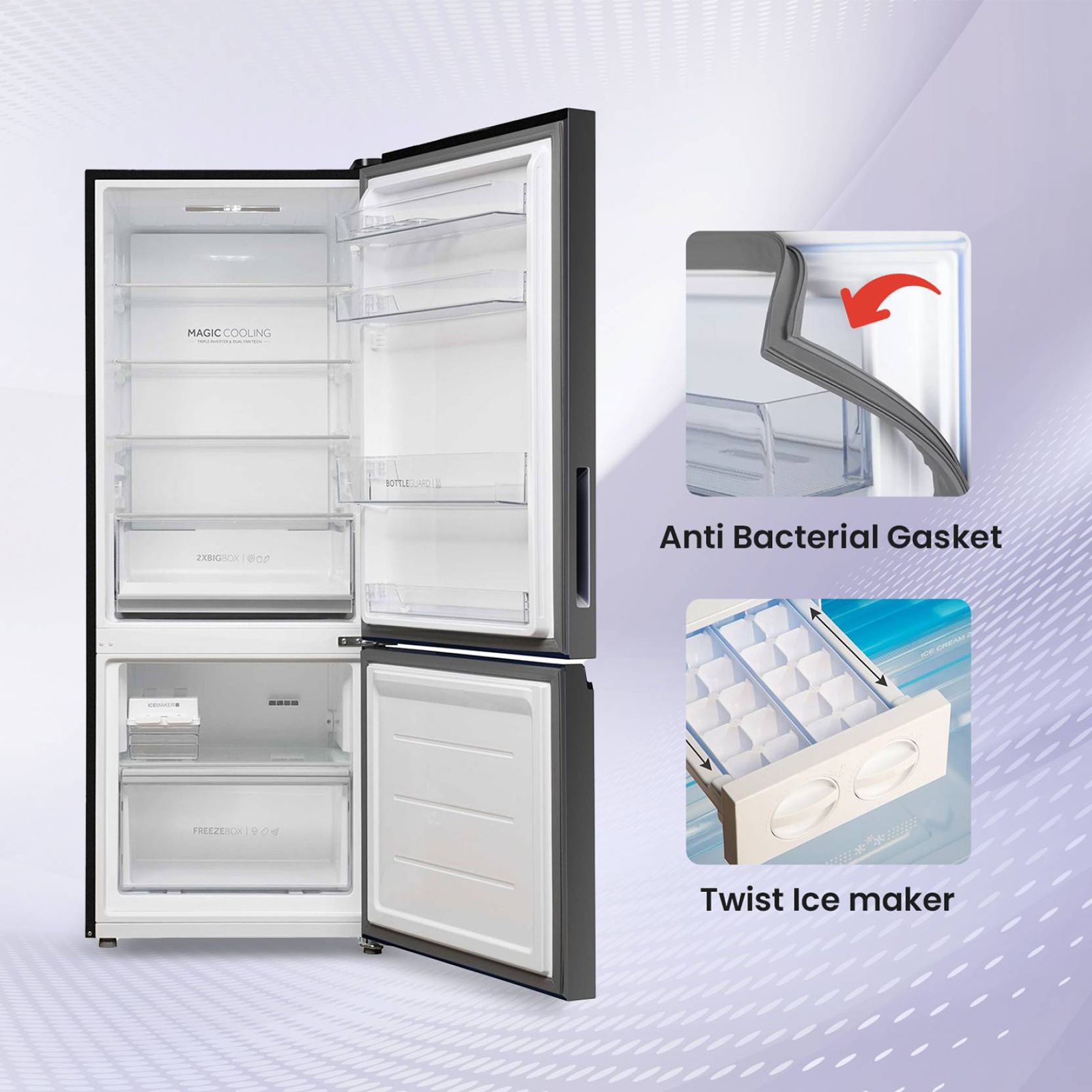 Haier 325 Litres 3 Star Frost Free Double Door Bottom Mount Convertible Refrigerator with Twin Inverter Technology (HEB333GBP, GE Black) Haier 325 Litres 3 Star Frost Free Double Door Bottom Mount Convertible Refrigerator with Twin Inverter Technology (HEB333GBP, GE Black)_11
