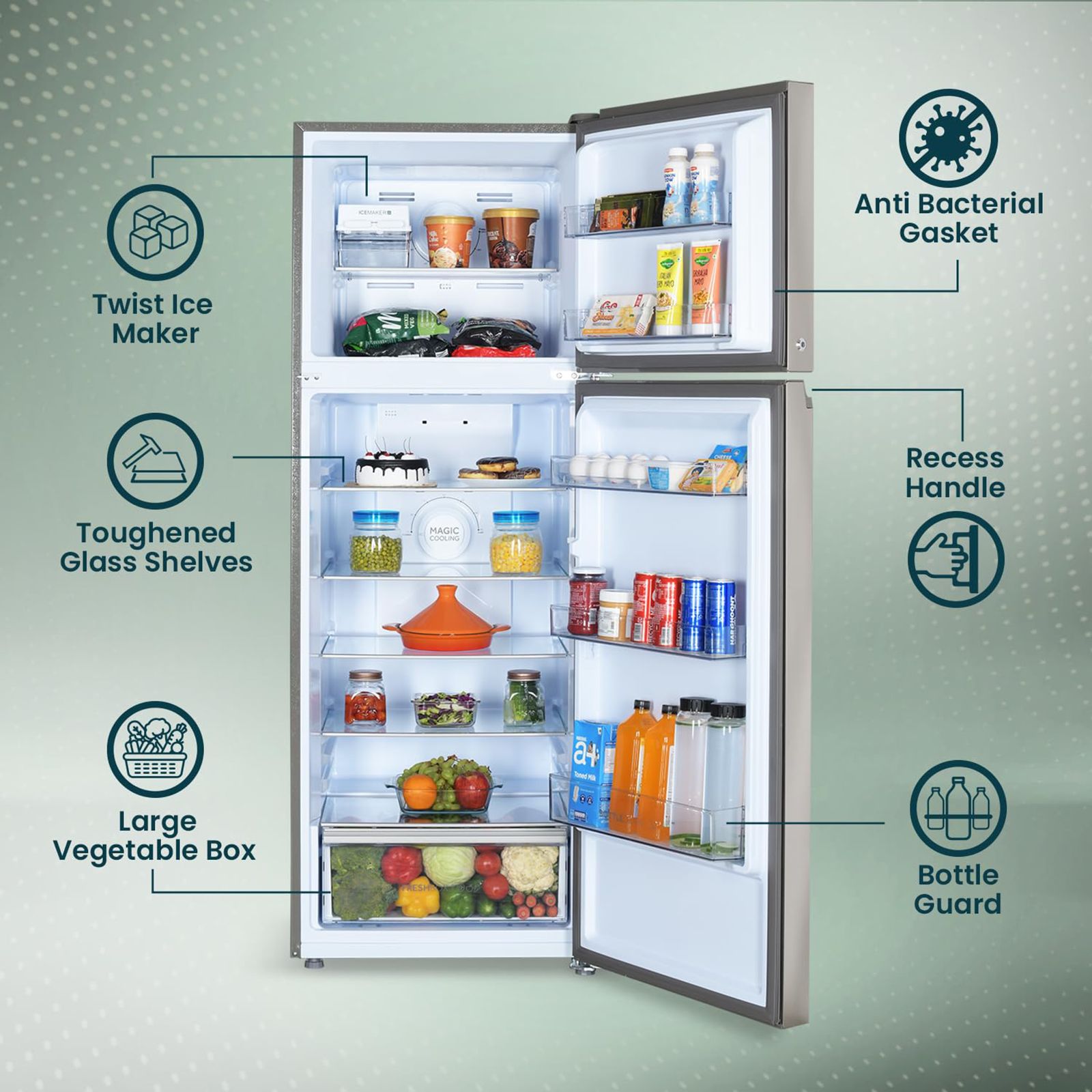 Haier 328 Litres 3 Star Frost Free Double Door Convertible Refrigerator with Fan Motor Technology (HEF333TSP, Inox Steel)_7