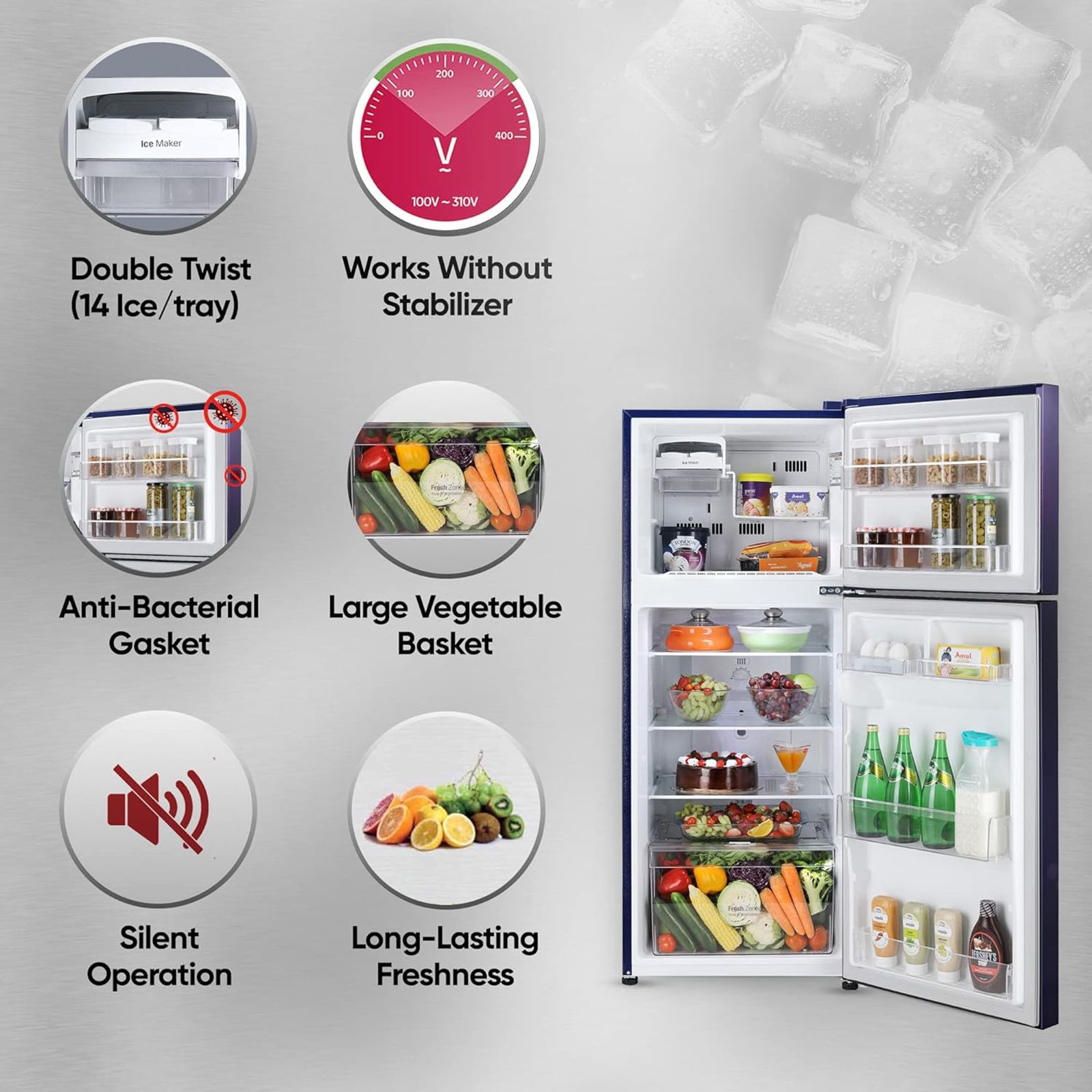 LG 242 Litres 2 Star Frost Free Double Door Refrigerator with Anti Bacterial Gasket (GLN292BBEY, Blue Euphoria)_15