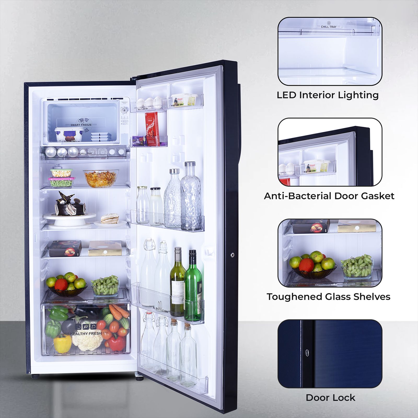 Croma 251 Litres 3 Star Direct Cool Single Door Refrigerator with Anti Fungal Gasket (CRLR251DIE302704, Blue)_8