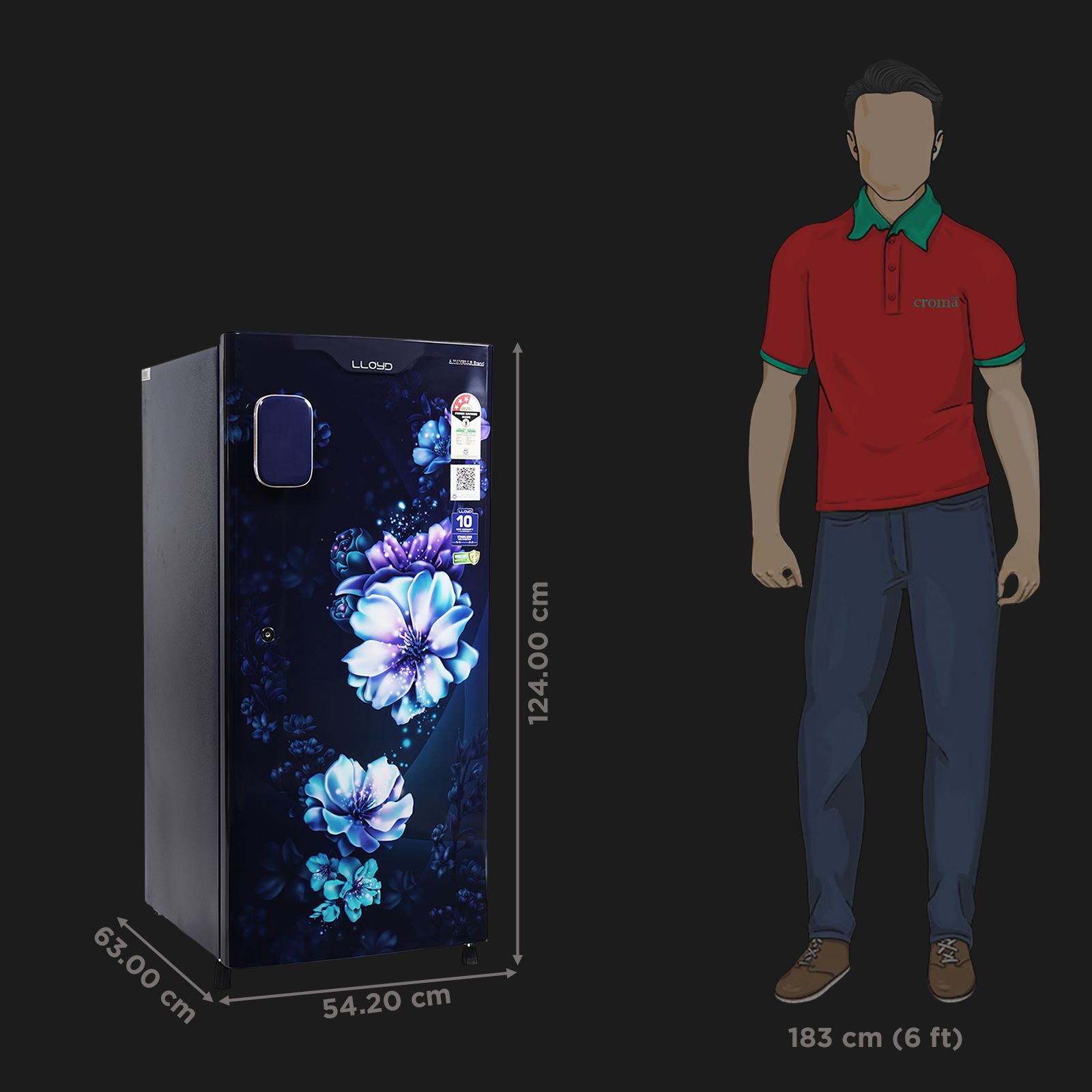 LLOYD 188 Litres 3 Star Direct Cool Single Door Refrigerator with Bactsheild Technology (GLDC203SCBT4JC, Cherry Blossom Blue) LLOYD 188 Litres 3 Star Direct Cool Single Door Refrigerator with Bactsheild Technology (GLDC203SCBT4JC, Cherry Blossom Blue)_2