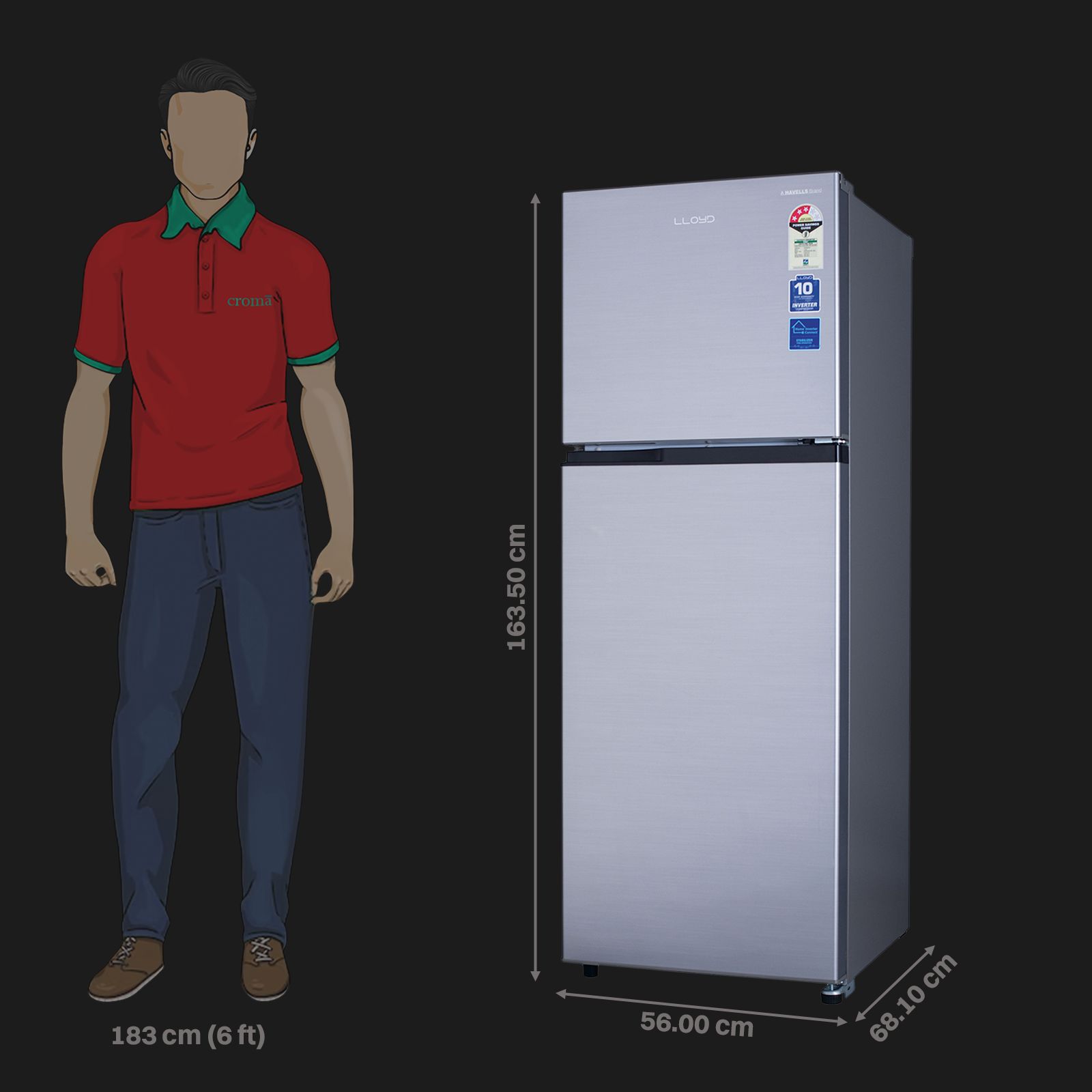 LLOYD 260 Litres 2 Star Frost Free Double Door Refrigerator with Ten Vent Technology (GLFF292AMST1GC, Metallic Silver) LLOYD 260 Litres 2 Star Frost Free Double Door Refrigerator with Ten Vent Technology (GLFF292AMST1GC, Metallic Silver)_3