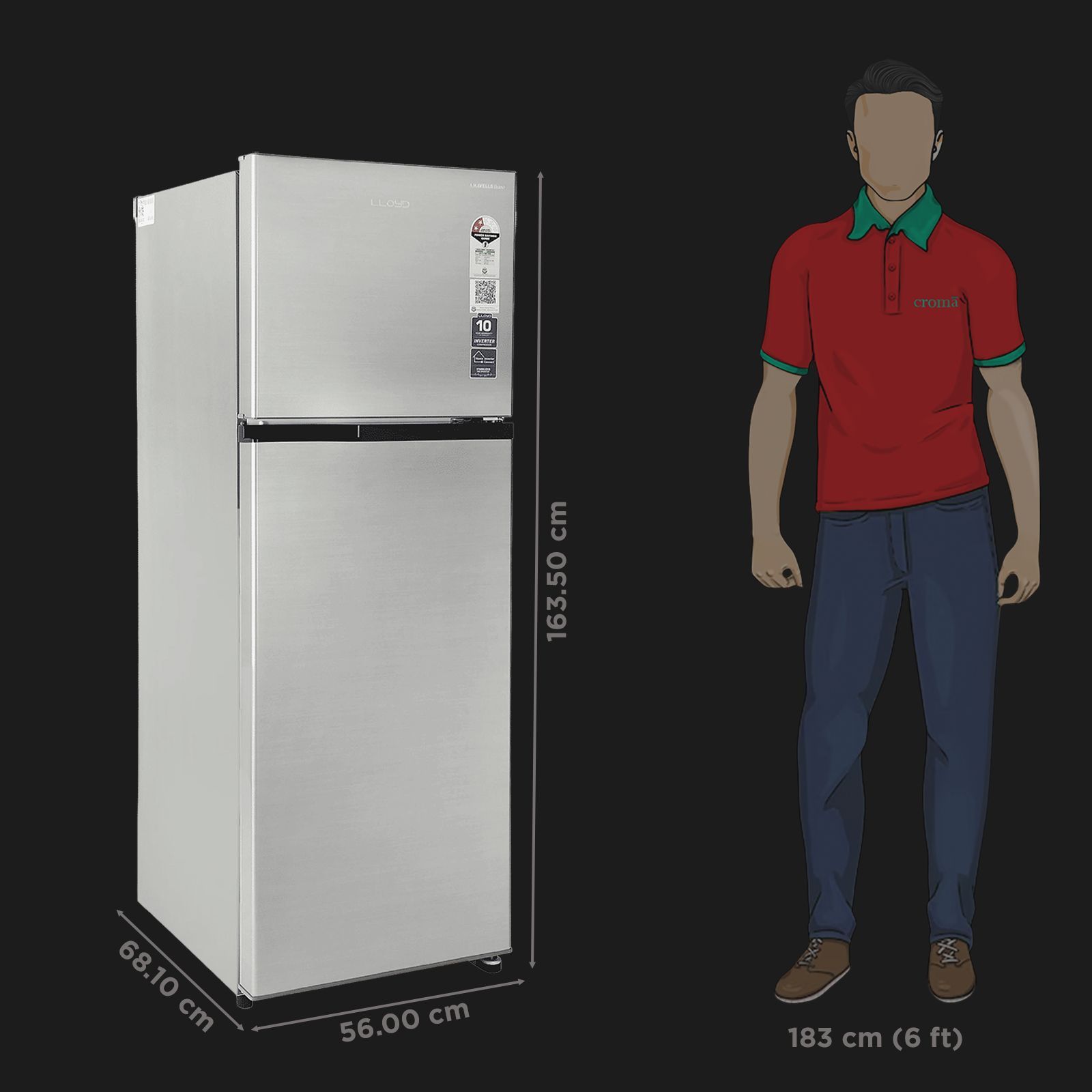 LLOYD 260 Litres 2 Star Frost Free Double Door Refrigerator with Bactsheild Technology (GLFF272AT1GC, Metallic Silver)_2