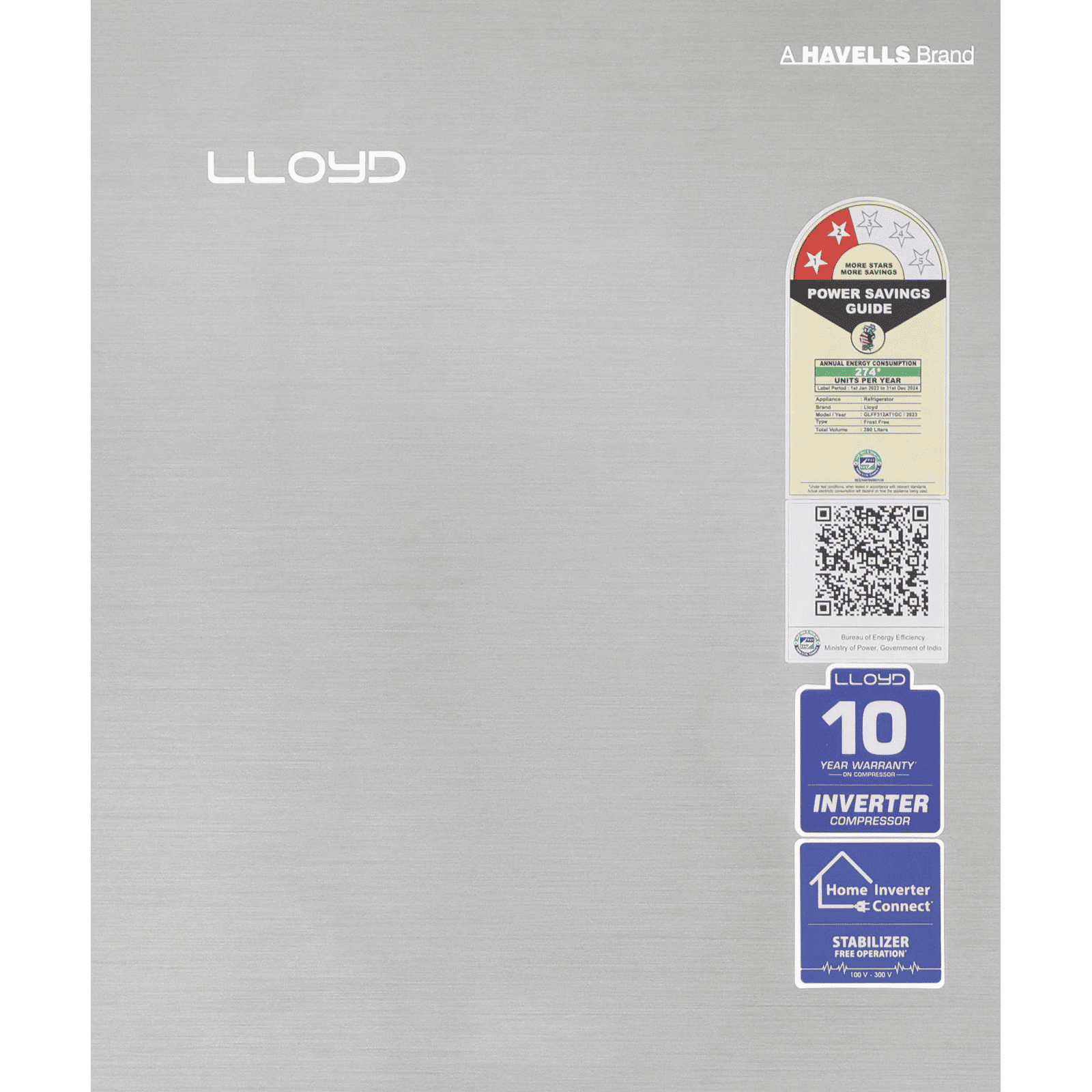 LLOYD 280 Litres 2 Star Frost Free Double Door Refrigerator with Ten Vent Technology (GLFF312AGST1GC, Graphite Steel)_15