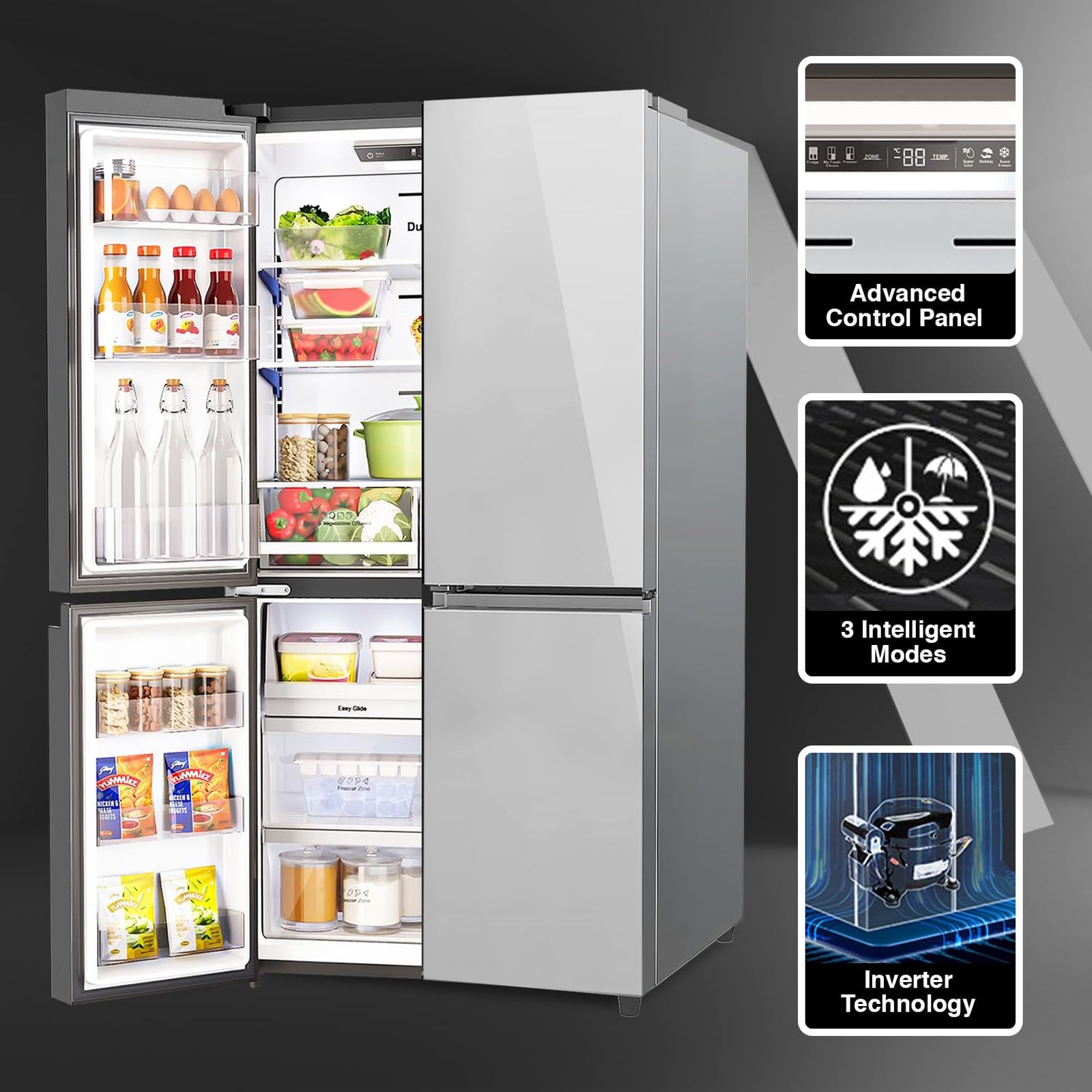 Godrej Eon Velvet 670 Litres Frost Free French Door Convertible Refrigerator with Dual Tech Cooling (RM EONVELVET 685 RIT IN ST, Inox Steel)_8