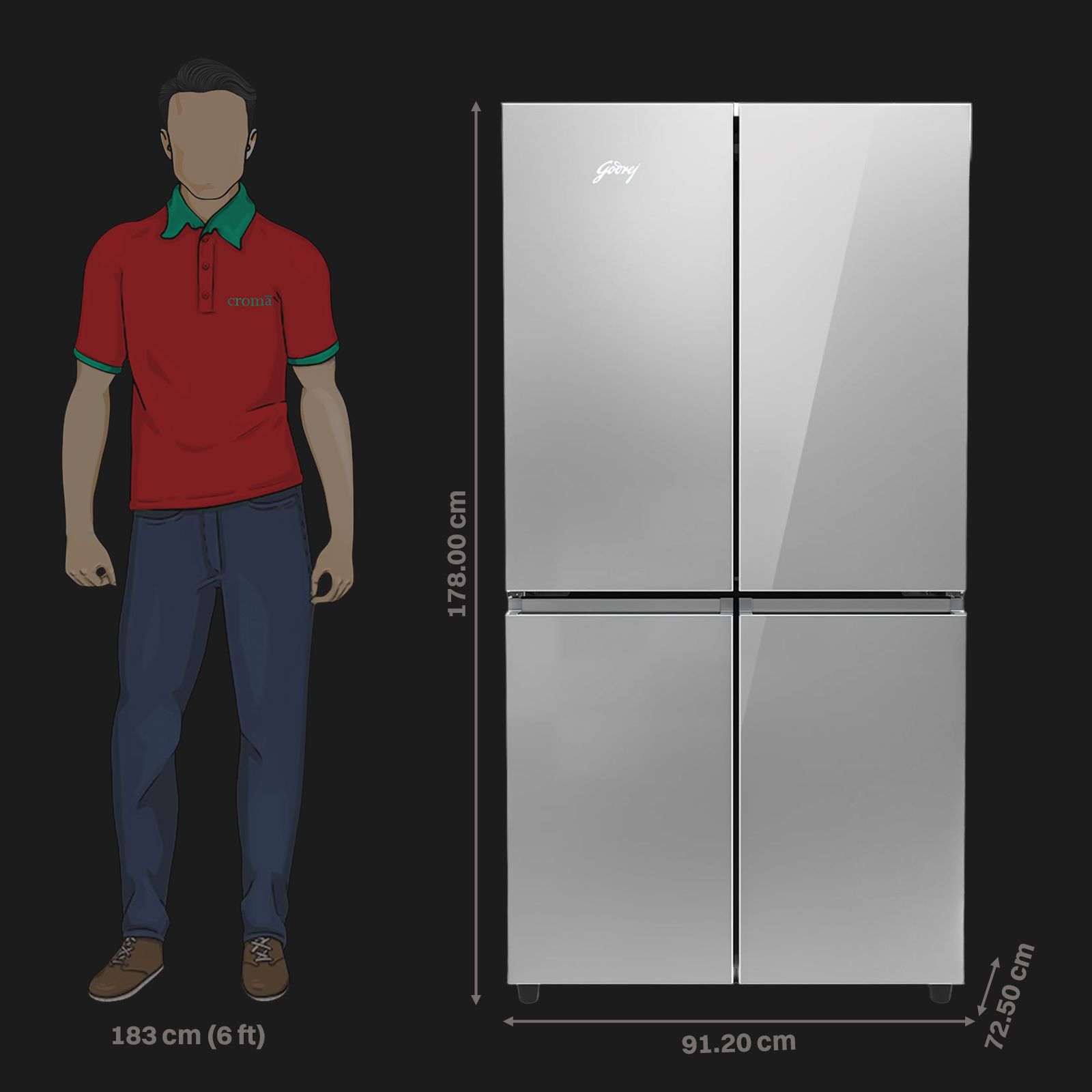 Godrej Eon Velvet 670 Litres Frost Free French Door Convertible Refrigerator with Dual Tech Cooling (RM EONVELVET 685 RIT IN ST, Inox Steel)_3