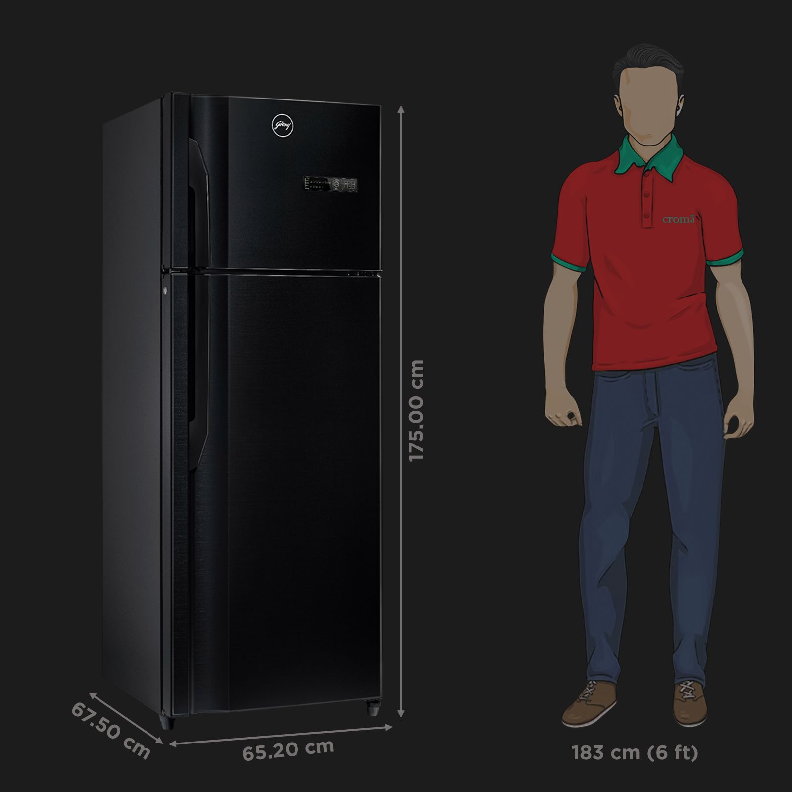 Godrej Eon Vibe 330 Litres 2 Star Frost Free Double Door Convertible Refrigerator with Nano Shield Technology (RT EONVIBE 366B HCIT, Matt Black) Godrej Eon Vibe 330 Litres 2 Star Frost Free Double Door Convertible Refrigerator with Nano Shield Technology (RT EONVIBE 366B HCIT, Matt Black)_3