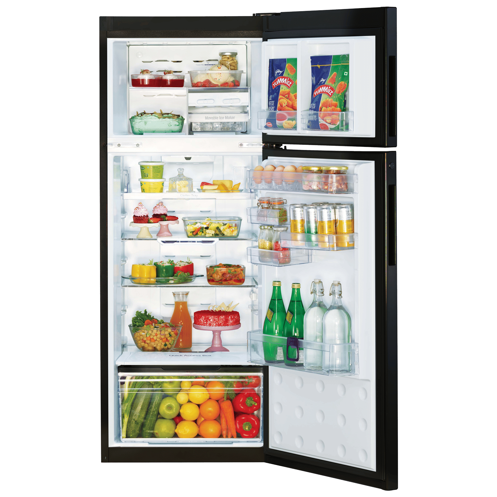 Godrej Eon Vibe 330 Litres 2 Star Frost Free Double Door Convertible Refrigerator with Nano Shield Technology (RT EONVIBE 366B HCIT, Matt Black) Godrej Eon Vibe 330 Litres 2 Star Frost Free Double Door Convertible Refrigerator with Nano Shield Technology (RT EONVIBE 366B HCIT, Matt Black)_5