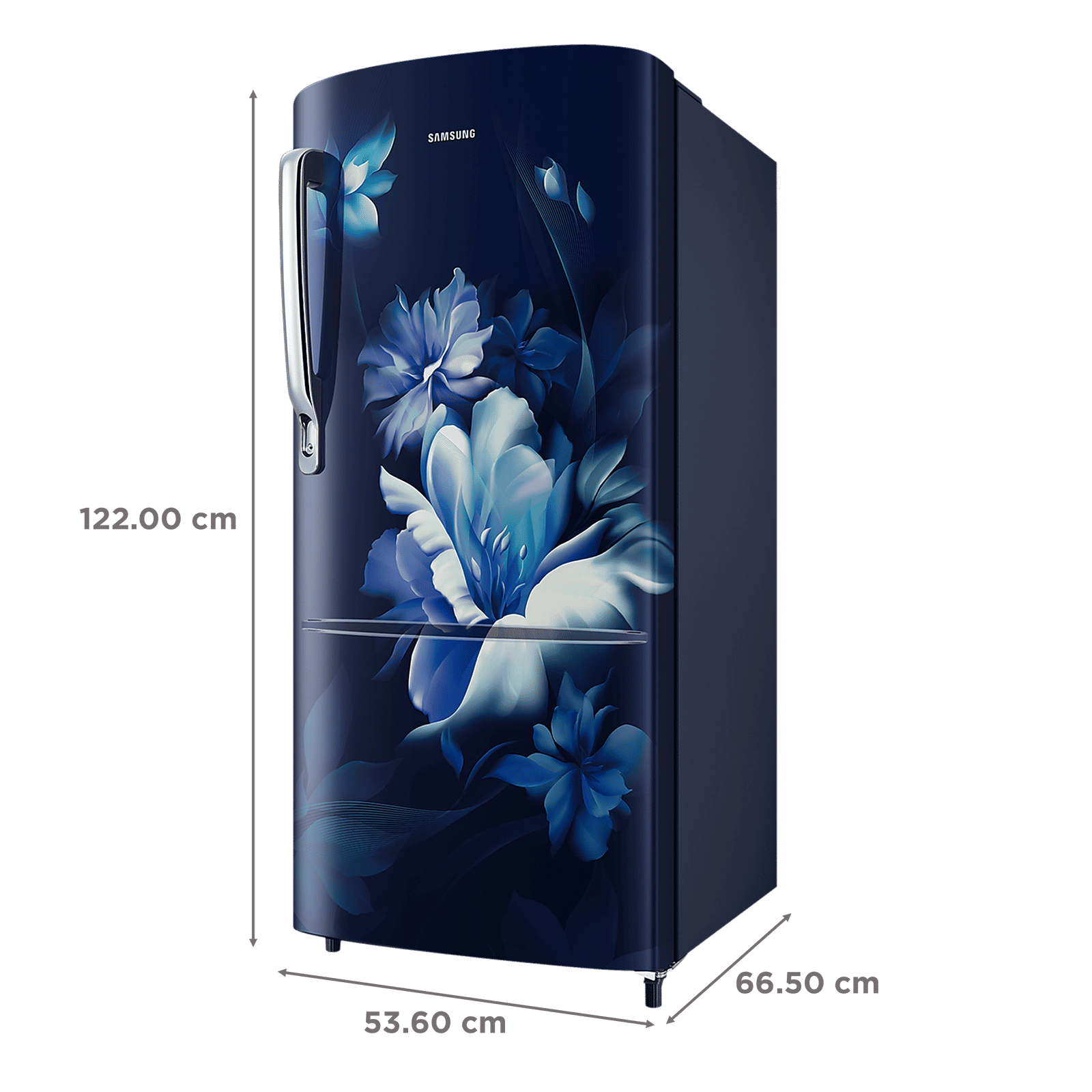 SAMSUNG Stylish Grande 183 Litres 5 Star Direct Cool Single Door Refrigerator with Anti Bacterial Gasket (RR20D2725UZ/NL, Midnight Blossom Blue) SAMSUNG Stylish Grande 183 Litres 5 Star Direct Cool Single Door Refrigerator with Anti Bacterial Gasket (RR20D2725UZ/NL, Midnight Blossom Blue)_3