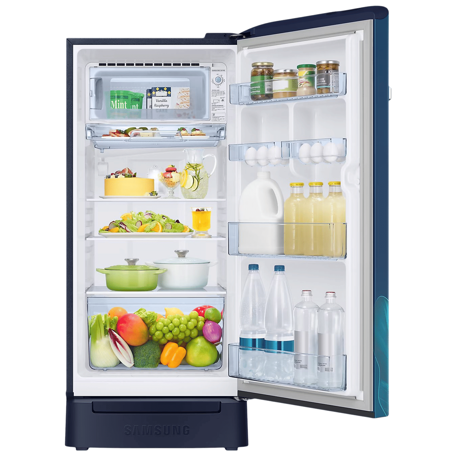 SAMSUNG Horizontal Curve 189 Litres 5 Star Direct Cool Single Door Refrigerator with Anti Bacterial Gasket (RR21D2H259U/HL, Paradise Bloom Blue) SAMSUNG Horizontal Curve 189 Litres 5 Star Direct Cool Single Door Refrigerator with Anti Bacterial Gasket (RR21D2H259U/HL, Paradise Bloom Blue)_4