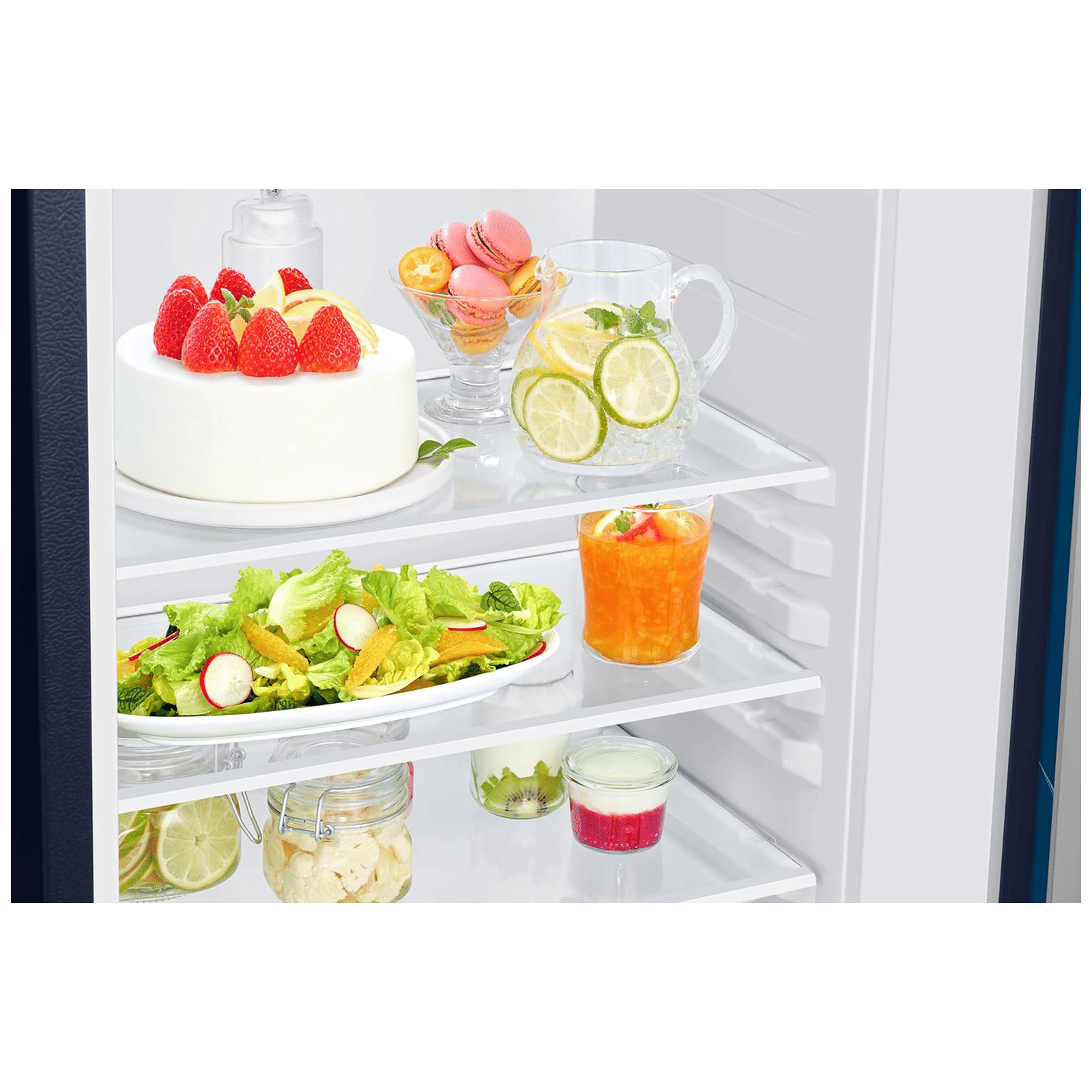 SAMSUNG Horizontal Curve 215 Litres 5 Star Direct Cool Single Door Refrigerator with Anti Bacterial Gasket (RR23D2H359U/HL, Paradise Bloom Blue)_7