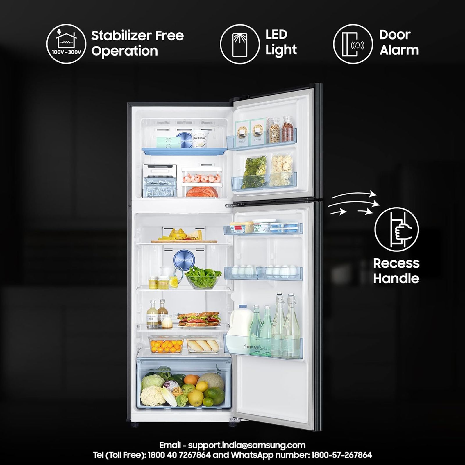 SAMSUNG 322 Litres 3 Star Frost Free Double Door Convertible Refrigerator with Twin Cooling Plus Technology (RT37C4523B1/HL, Black Matt)_15
