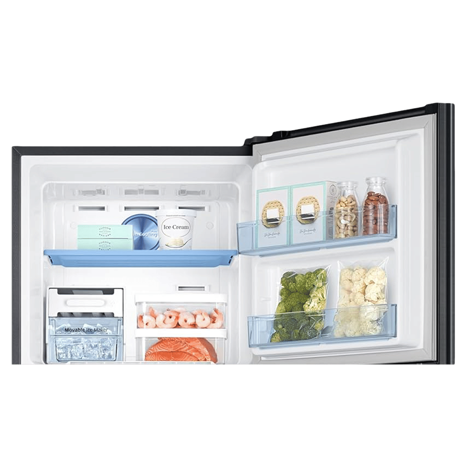 SAMSUNG 322 Litres 3 Star Frost Free Double Door Convertible Refrigerator with Twin Cooling Plus Technology (RT37C4523B1/HL, Black Matt)_6
