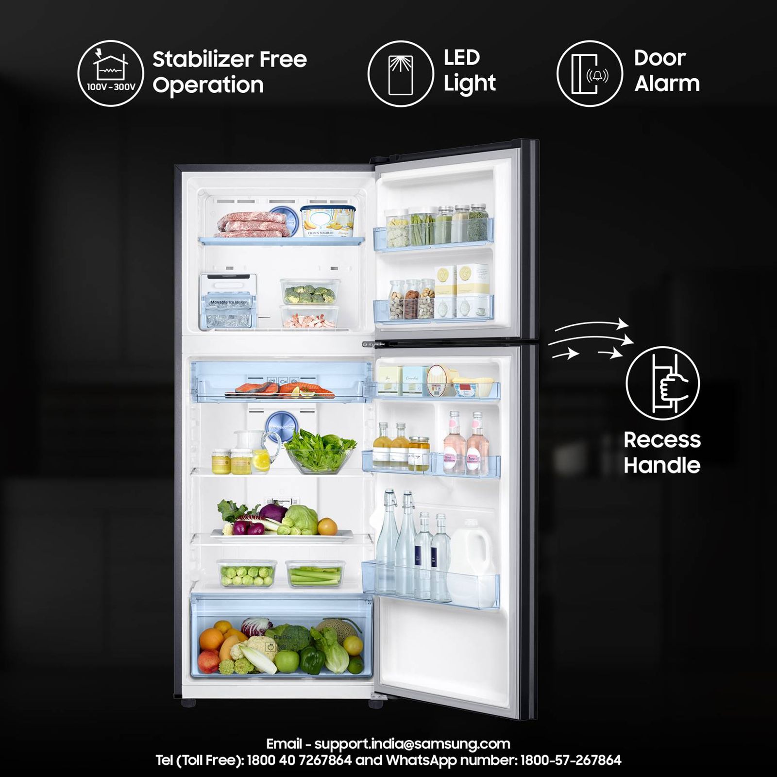 SAMSUNG 363 Litres 3 Star Frost Free Double Door Convertible Refrigerator with Anti Bacterial Gasket (RT39C553EBX/HL, Luxe Black)_17