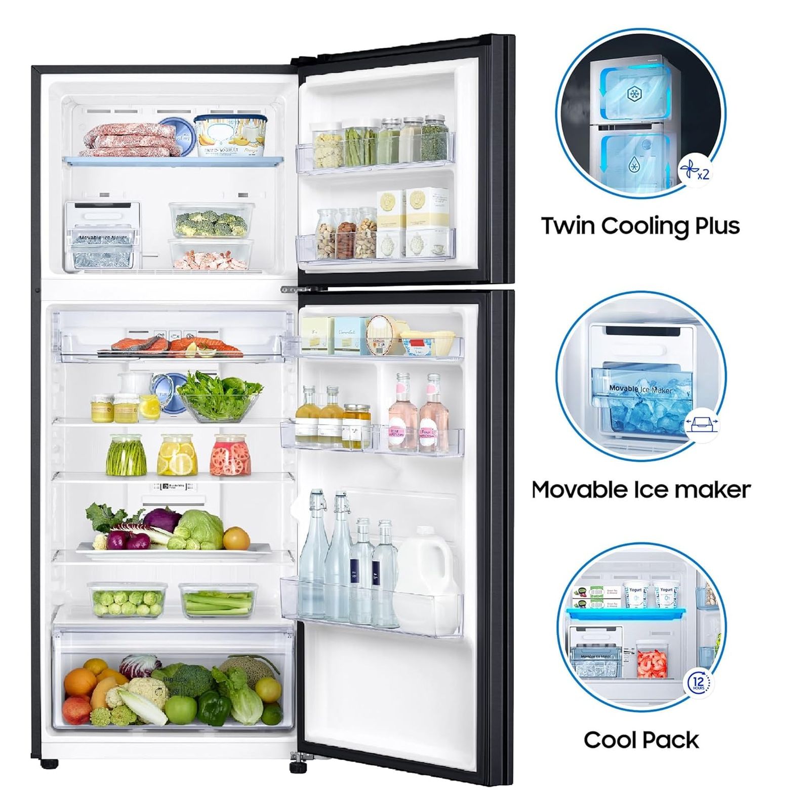 SAMSUNG 385 Litres 2 Star Frost Free Double Door Convertible Refrigerator with Twin Cooling Plus Technology (RT42C5532BXHL, Luxe Black) SAMSUNG 385 Litres 2 Star Frost Free Double Door Convertible Refrigerator with Twin Cooling Plus Technology (RT42C5532BXHL, Luxe Black)_5