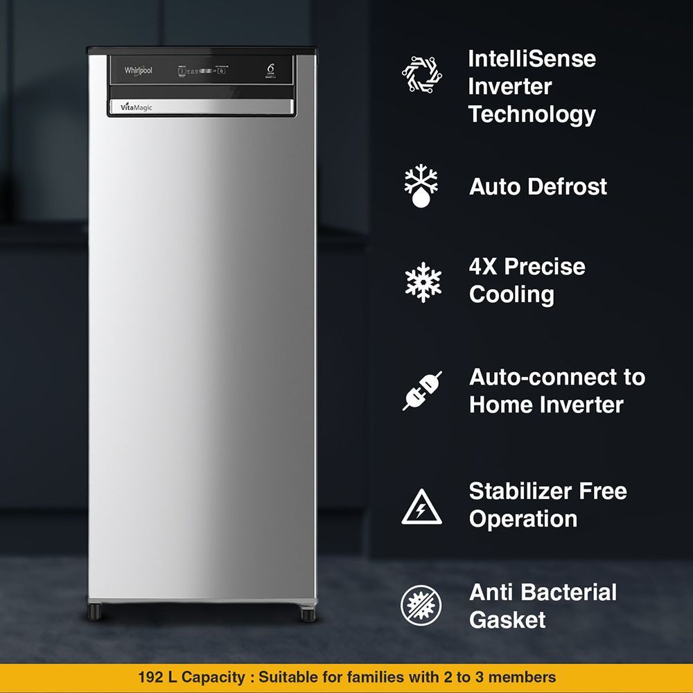 Whirlpool Vitamagic Pro 192 Litres 3 Star Direct Cool Single Door Refrigerator with Zeolite Technology (73131, Grey) Whirlpool Vitamagic Pro 192 Litres 3 Star Direct Cool Single Door Refrigerator with Zeolite Technology (73131, Grey)_13