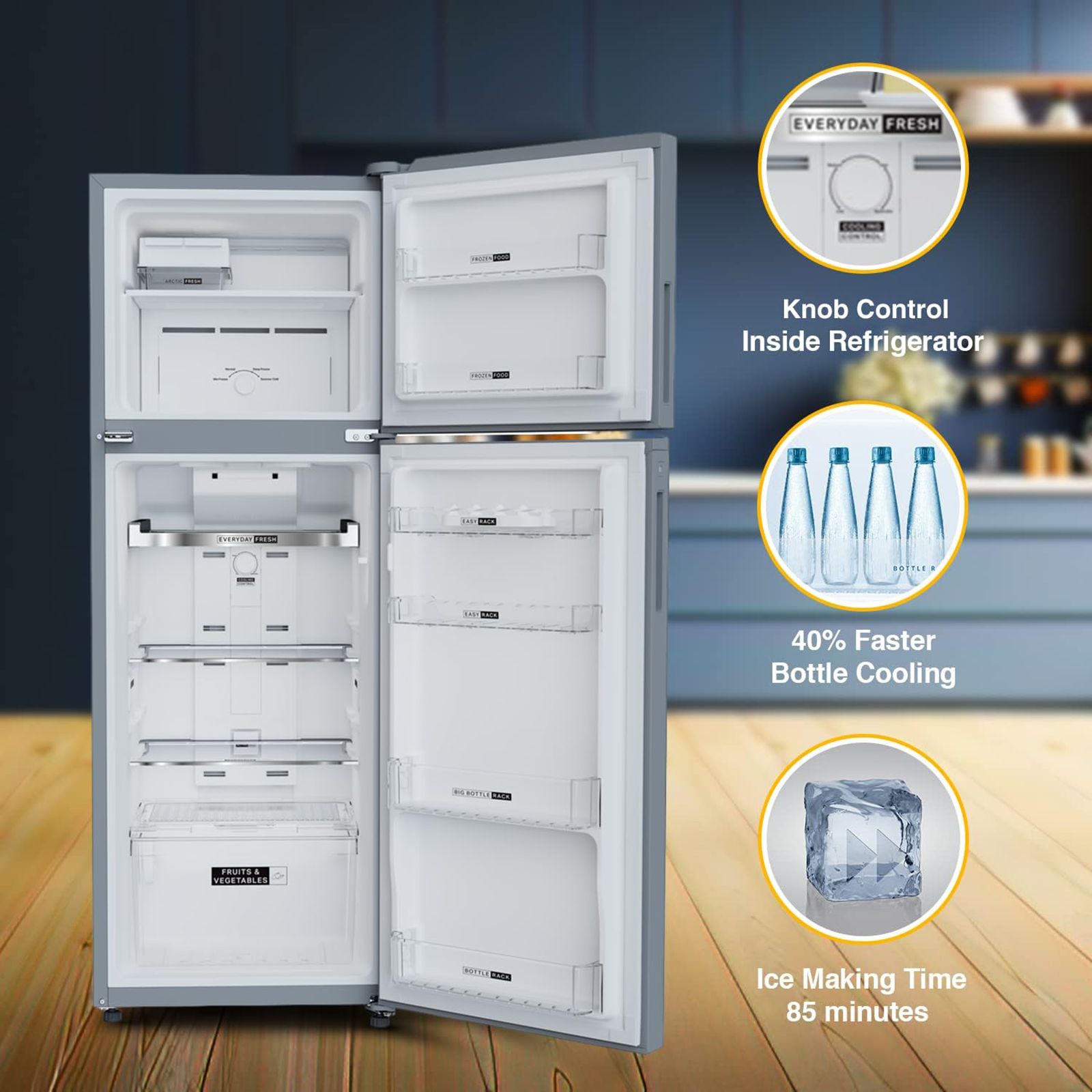 Whirlpool Neofresh 235 Litres 2 Star Frost Free Double Door Refrigerator with Microblock Technology (22099, Grey) Whirlpool Neofresh 235 Litres 2 Star Frost Free Double Door Refrigerator with Microblock Technology (22099, Grey)_8