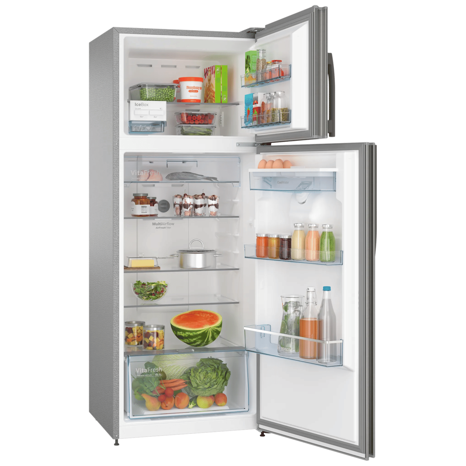 BOSCH Series 4 334 Litres 2 Star Frost Free Double Door Convertible Refrigerator with VarioInverter Compressor (CTC35S02DI, Shiney Silver)_4