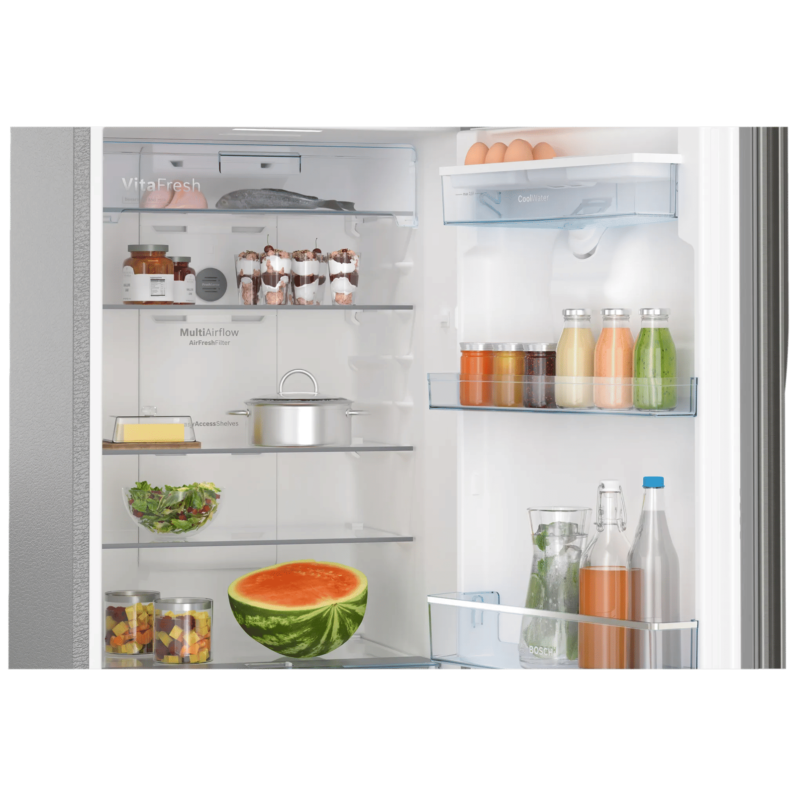 BOSCH Series 4 334 Litres 2 Star Frost Free Double Door Convertible Refrigerator with VarioInverter Compressor (CTC35S02DI, Shiney Silver)_5