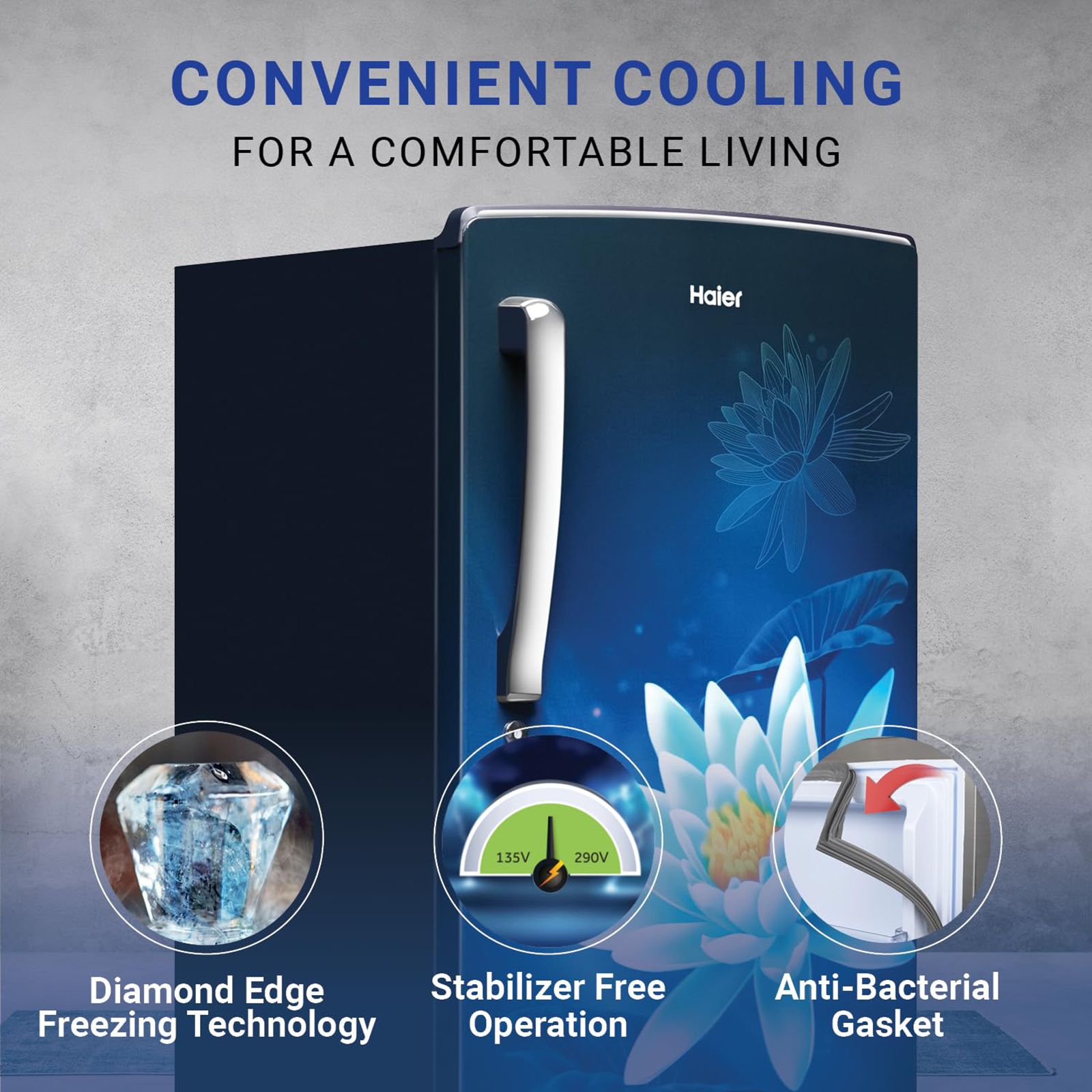 Haier 175 Litres 2 Star Direct Cool Single Door Refrigerator with Anti-Bacterial Gasket (HED182MLN, Marine Lotus) Haier 175 Litres 2 Star Direct Cool Single Door Refrigerator with Anti-Bacterial Gasket (HED182MLN, Marine Lotus)_10