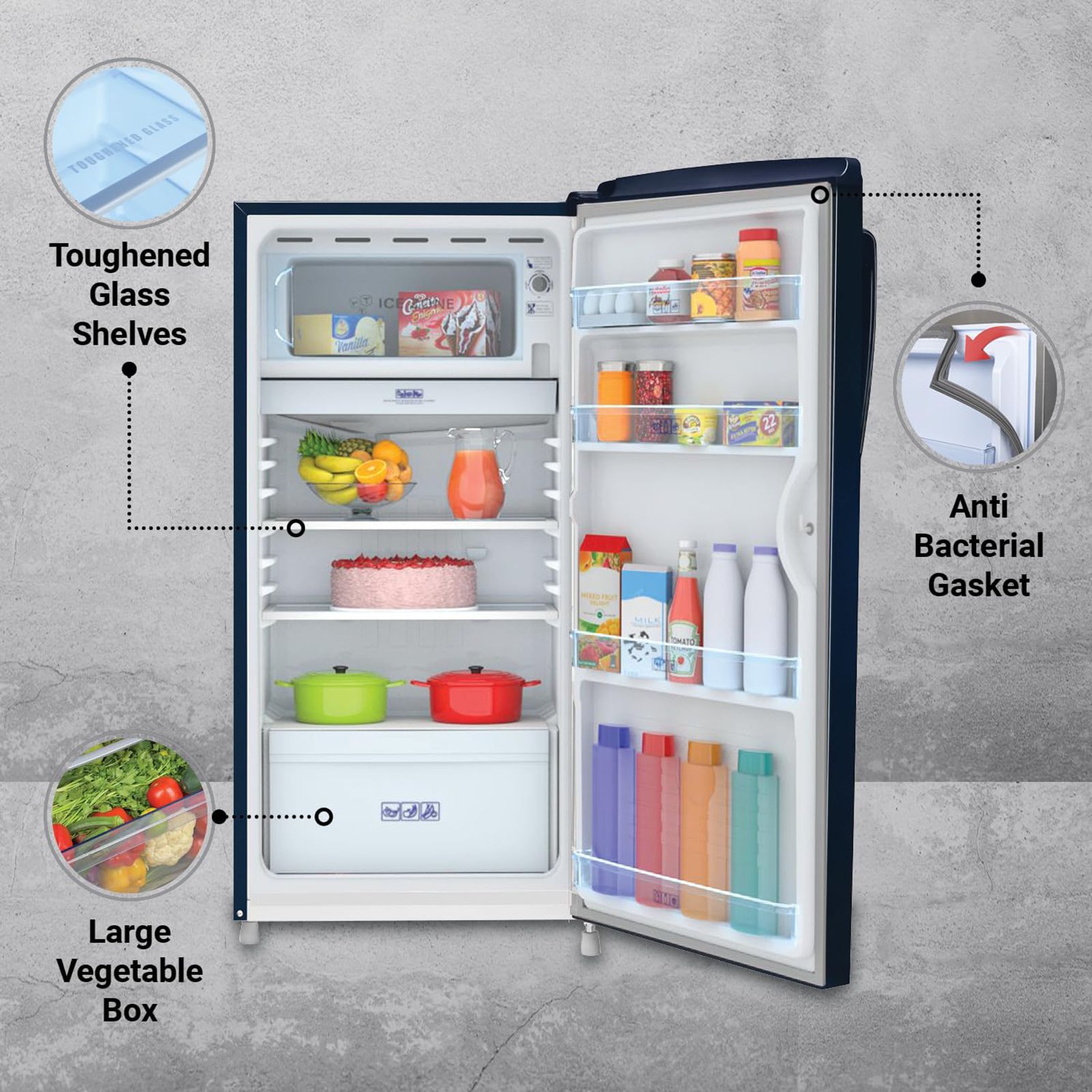 Haier 175 Litres 2 Star Direct Cool Single Door Refrigerator with Anti-Bacterial Gasket (HED182MLN, Marine Lotus) Haier 175 Litres 2 Star Direct Cool Single Door Refrigerator with Anti-Bacterial Gasket (HED182MLN, Marine Lotus)_12