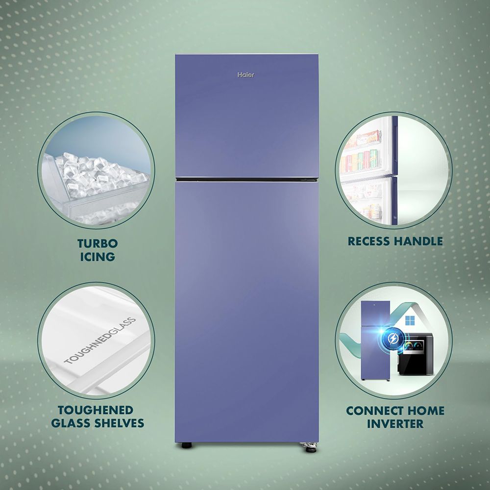 Haier 240 Litres 2 Star Frost Free Double Door Refrigerator with Anti-Bacterial Gasket (HEF252ERBP, Radish Blue) Haier 240 Litres 2 Star Frost Free Double Door Refrigerator with Anti-Bacterial Gasket (HEF252ERBP, Radish Blue)_15
