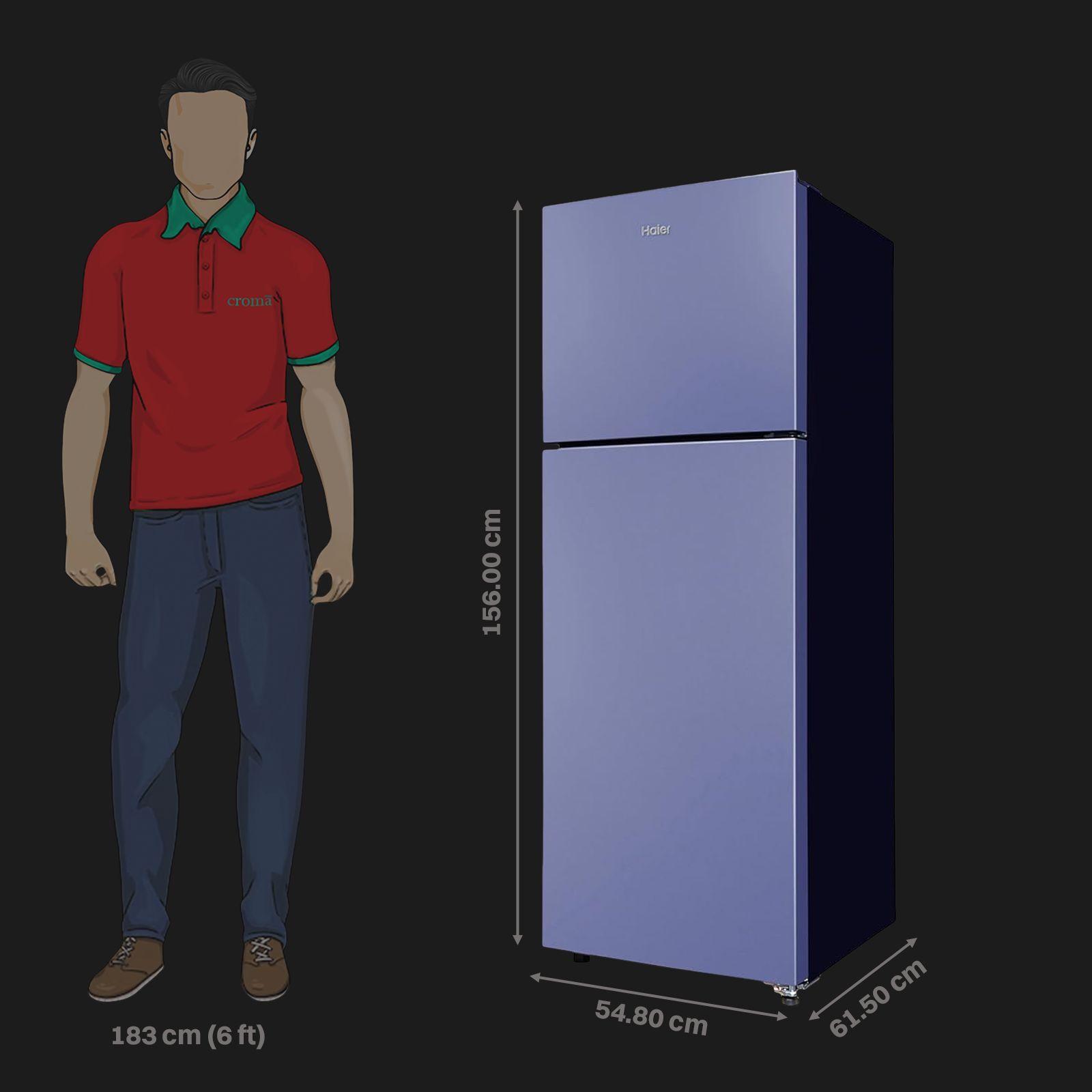 Haier 240 Litres 2 Star Frost Free Double Door Refrigerator with Anti-Bacterial Gasket (HEF252ERBP, Radish Blue) Haier 240 Litres 2 Star Frost Free Double Door Refrigerator with Anti-Bacterial Gasket (HEF252ERBP, Radish Blue)_3