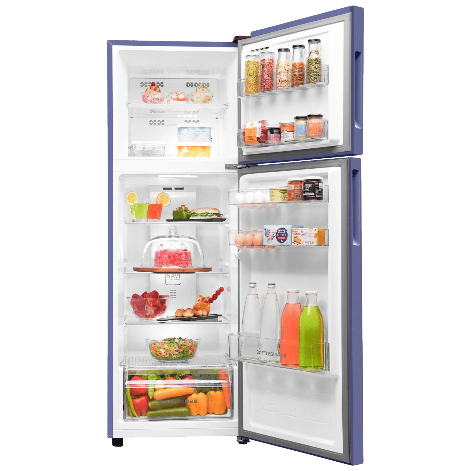 Haier 240 Litres 2 Star Frost Free Double Door Refrigerator with Anti-Bacterial Gasket (HEF252ERBP, Radish Blue) Haier 240 Litres 2 Star Frost Free Double Door Refrigerator with Anti-Bacterial Gasket (HEF252ERBP, Radish Blue)_5