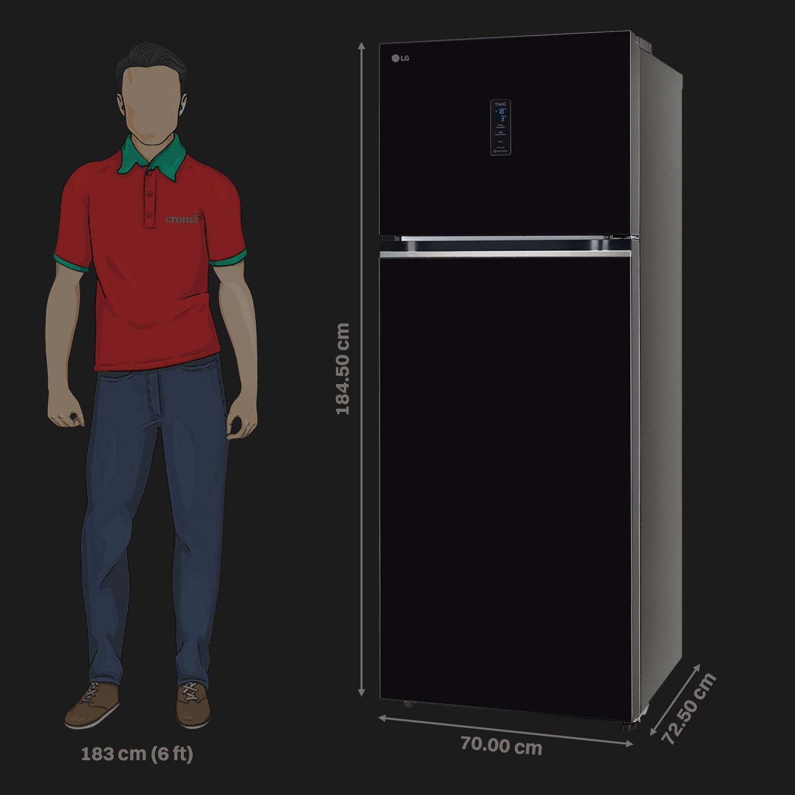 LG 466 Litres 2 Star Frost Free Double Door Smart Wifi Enabled Refrigerator with Multi Air Flow (GL-T492MESY, Ebony Sheen) LG 466 Litres 2 Star Frost Free Double Door Smart Wifi Enabled Refrigerator with Multi Air Flow (GL-T492MESY, Ebony Sheen)_3