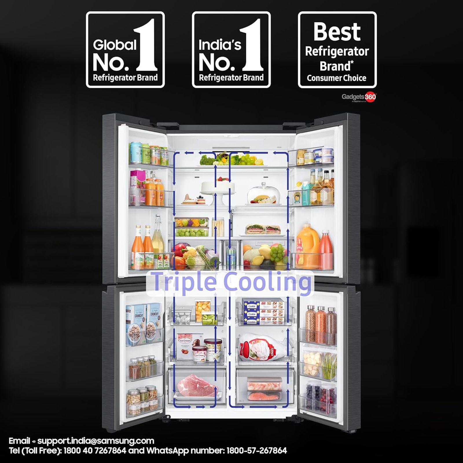SAMSUNG 650 Litres Frost Free French Door Convertible Refrigerator with Triple Cooling (RF65DG90BDSG/TL, Black Caviar)_14
