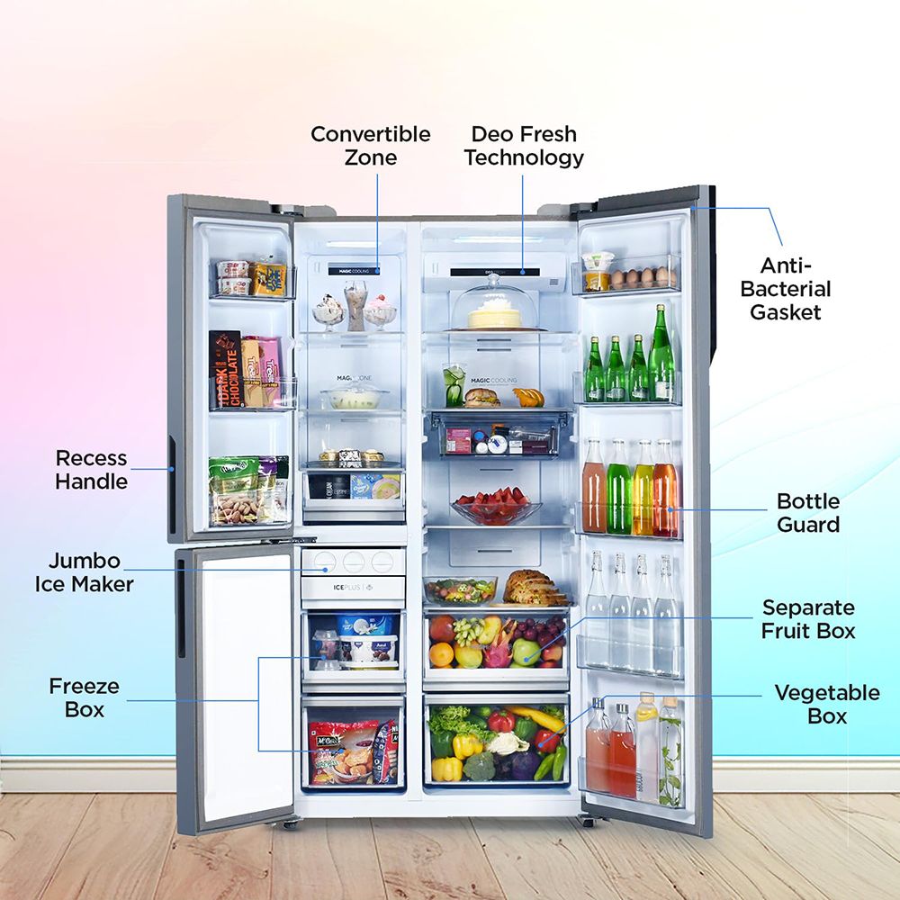 Haier Vogue Series 598 Litres 3 Star Frost Free Side by Side Refrigerator with Expert Inverter Technology (HRT-683GOG, Grey Onyx Glass) Haier Vogue Series 598 Litres 3 Star Frost Free Side by Side Refrigerator with Expert Inverter Technology (HRT-683GOG, Grey Onyx Glass)_13
