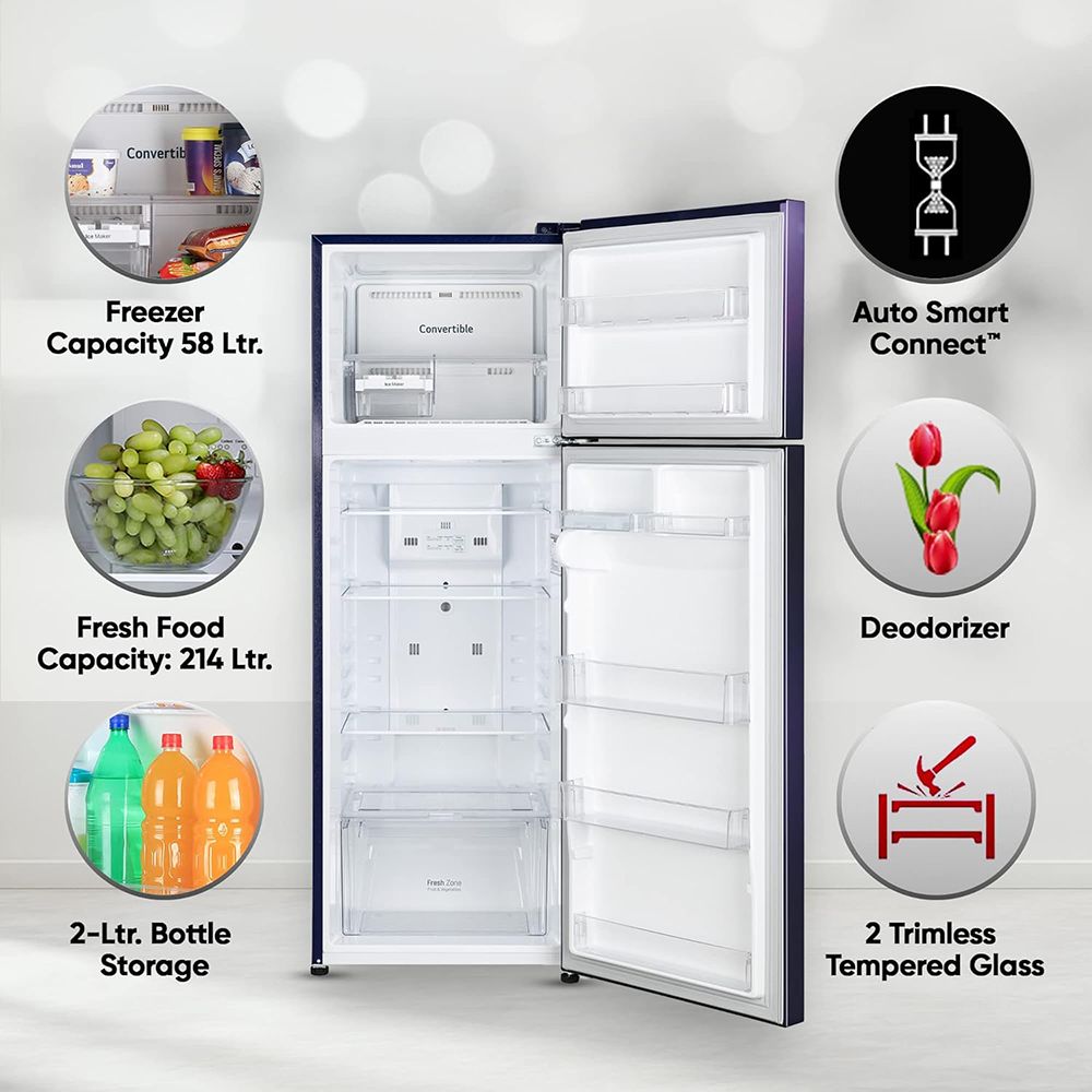 LG 272 Litres 2 Star Frost Free Double Door Convertible Refrigerator with Anti Bacterial Gasket (GL-S312SBEY.ABEZEBN, Blue Euphoria)_16