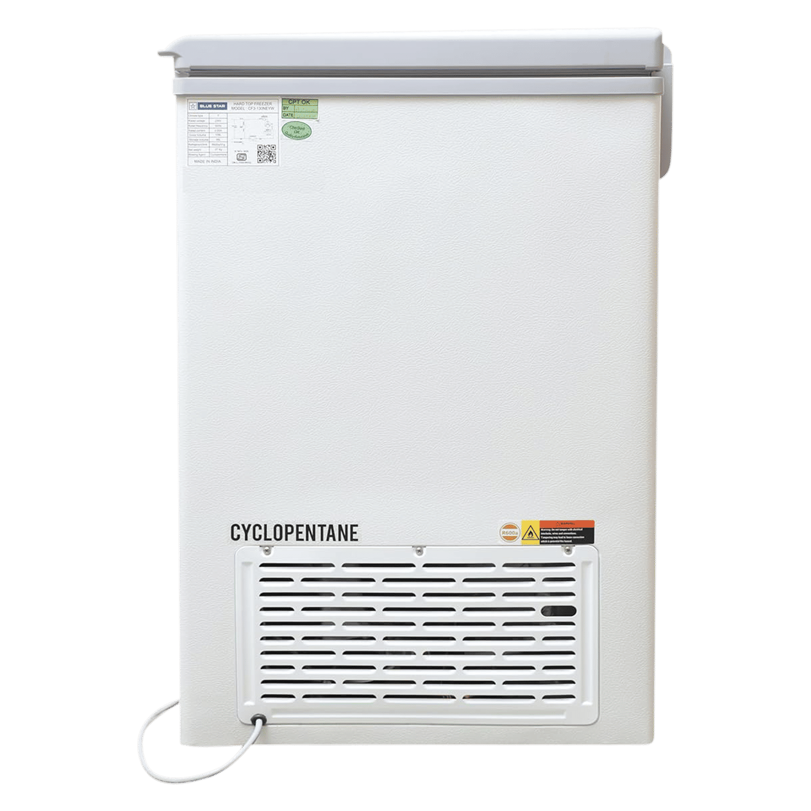 Blue Star NEYW Series 108 Litres 3 Star Single Door Deep Freezer (Static Cooling Technology, CF3-130NEYW, White) Blue Star NEYW Series 108 Litres 3 Star Single Door Deep Freezer (Static Cooling Technology, CF3-130NEYW, White)_7