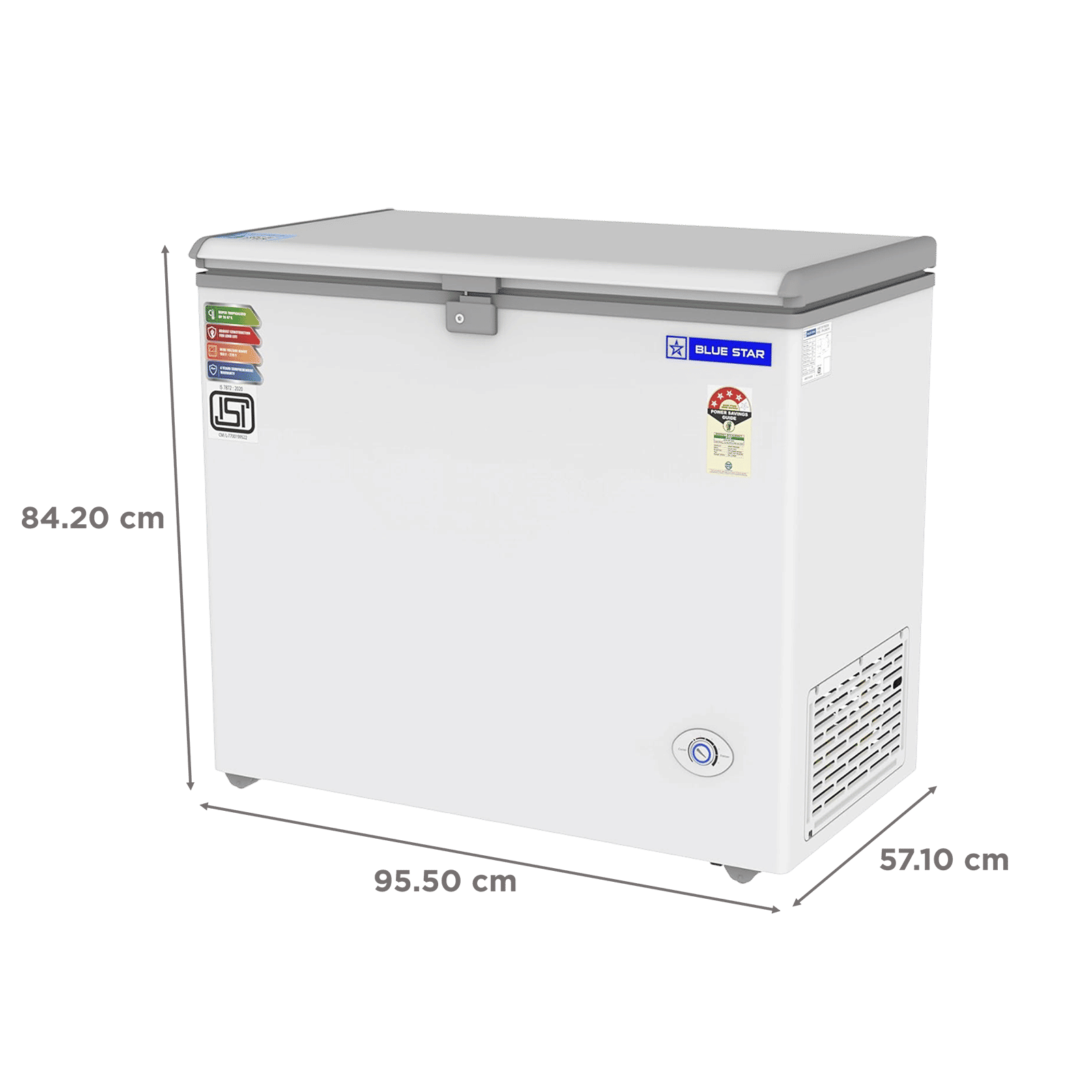 Blue Star NEYW Series 215 Litres 4 Star Single Door Deep Freezer (Static Cooling Technology, CF4-230NEYW, White)_3