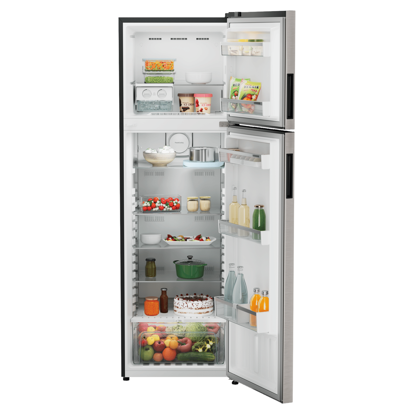 LIEBHERR Pure 316 Litres 2 Star Frost Free Double Door Refrigerator with Stabilizer Free Operation (TDPgsB 3111, Grey Steel)_5