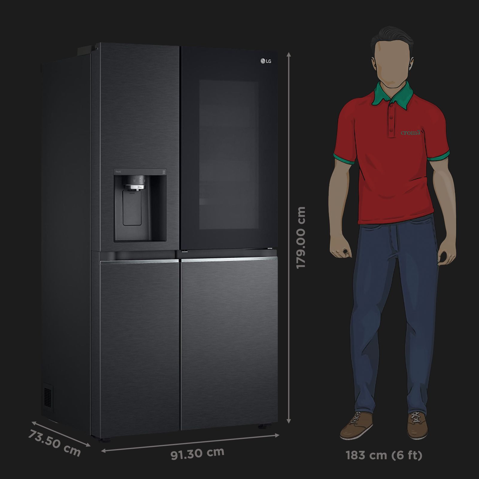 LG 630 Litres 3 Star Frost Free Side by Side Door Smart Wifi Enabled Refrigerator with Multi Air Flow (GL-X257AMC3, Matt Black)_3