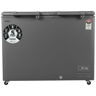 Haier Titanium 345 Litres 5 Star Double Door Deep Freezer with Stabilizer Free Operation (HFC-345DME5, Grey)