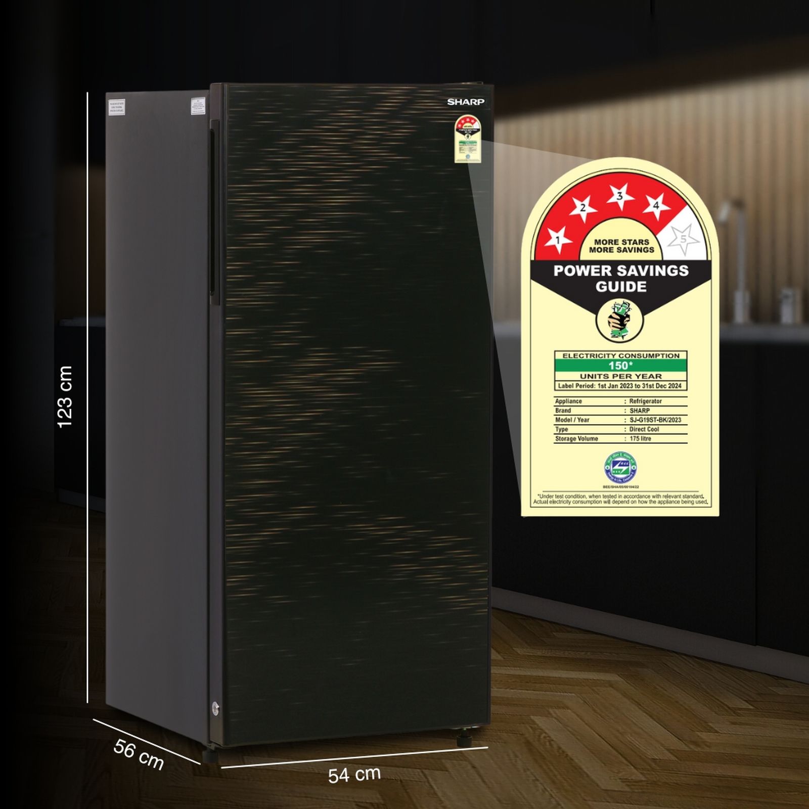 SHARP 175 Litres 4 Star Direct Cool Single Door Refrigerator with Anti Bacterial Gasket (SJ-G19ST-BK, Black) SHARP 175 Litres 4 Star Direct Cool Single Door Refrigerator with Anti Bacterial Gasket (SJ-G19ST-BK, Black)_19
