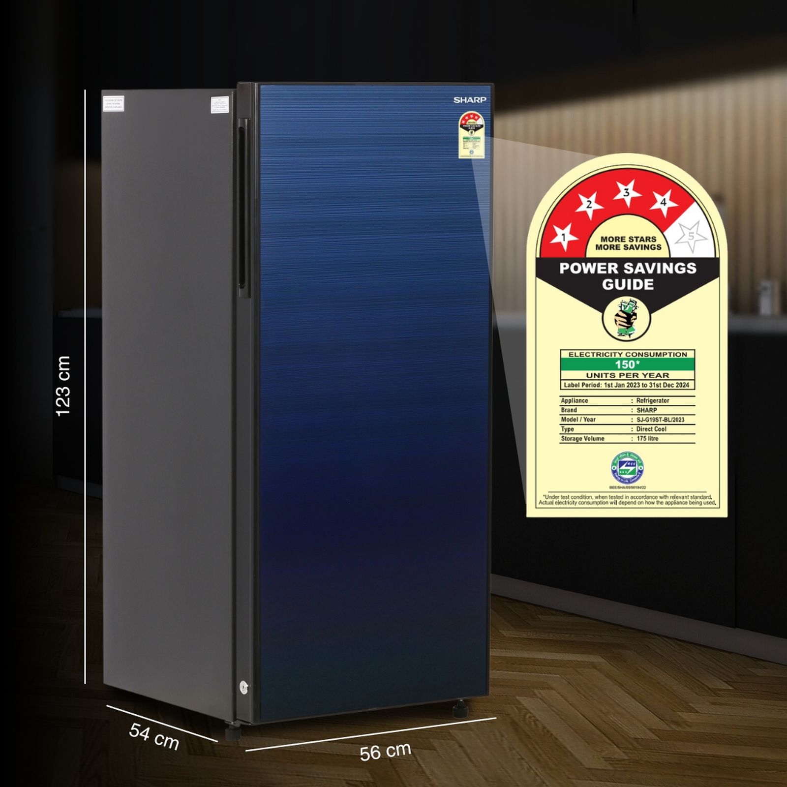 SHARP 175 Litres 4 Star Direct Cool Single Door Refrigerator with Anti Bacterial Gasket (SJ-G19ST-BL, Blue)_17