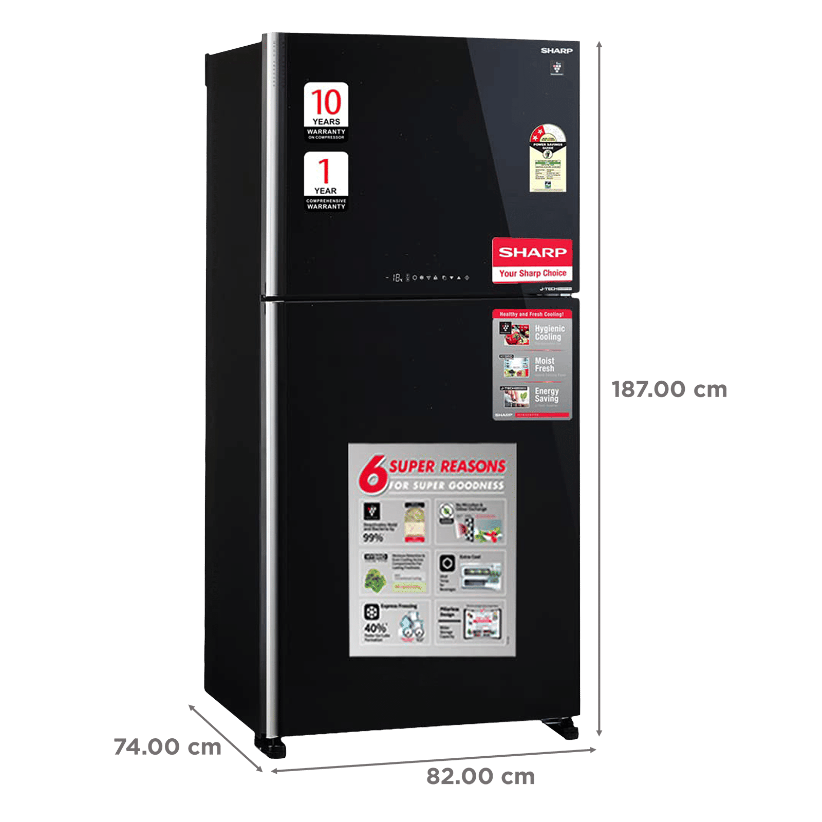 SHARP 556 Litres 2 Star Frost Free Double Door Refrigerator with Plasmacluster Technology (SJ-GP60T-BK, Black)_3