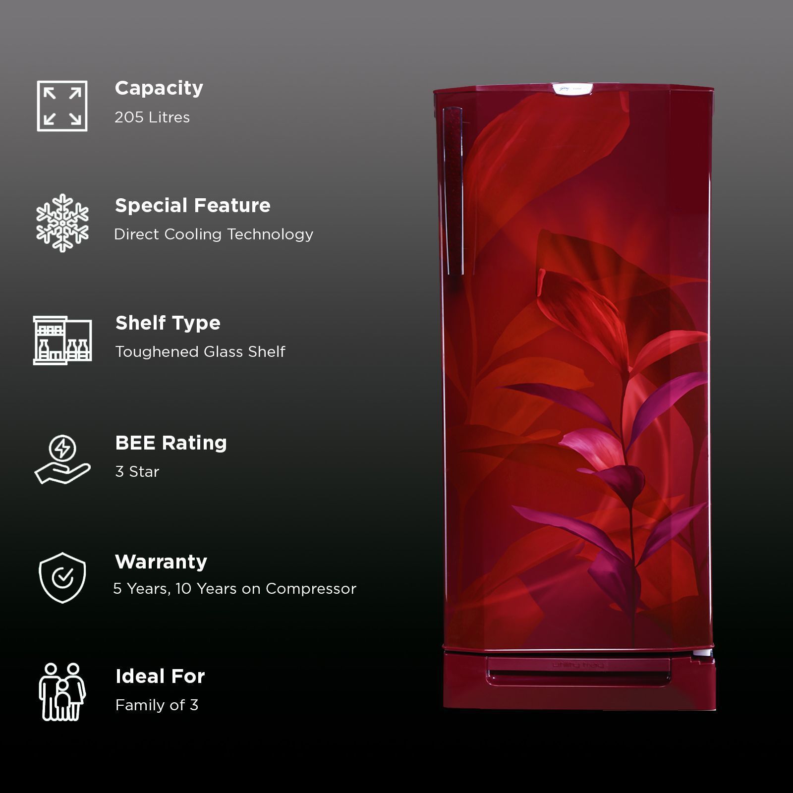 Godrej Edge Pro 205 Litres 3 Star Direct Cool Single Door Refrigerator with Advanced Capillary Technology (RD EDGEPRO 230C TAF, Marine Wine) Godrej Edge Pro 205 Litres 3 Star Direct Cool Single Door Refrigerator with Advanced Capillary Technology (RD EDGEPRO 230C TAF, Marine Wine)_2