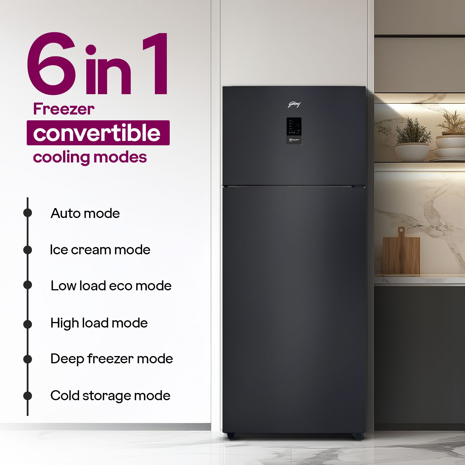 Godrej Eon Regalis 472 Litres 2 Star Frost Free Double Door Refrigerator with Cool Balance Technology (RT EONREGALIS 517B RCI MT BK, Matte Black) Godrej Eon Regalis 472 Litres 2 Star Frost Free Double Door Refrigerator with Cool Balance Technology (RT EONREGALIS 517B RCI MT BK, Matte Black)_9