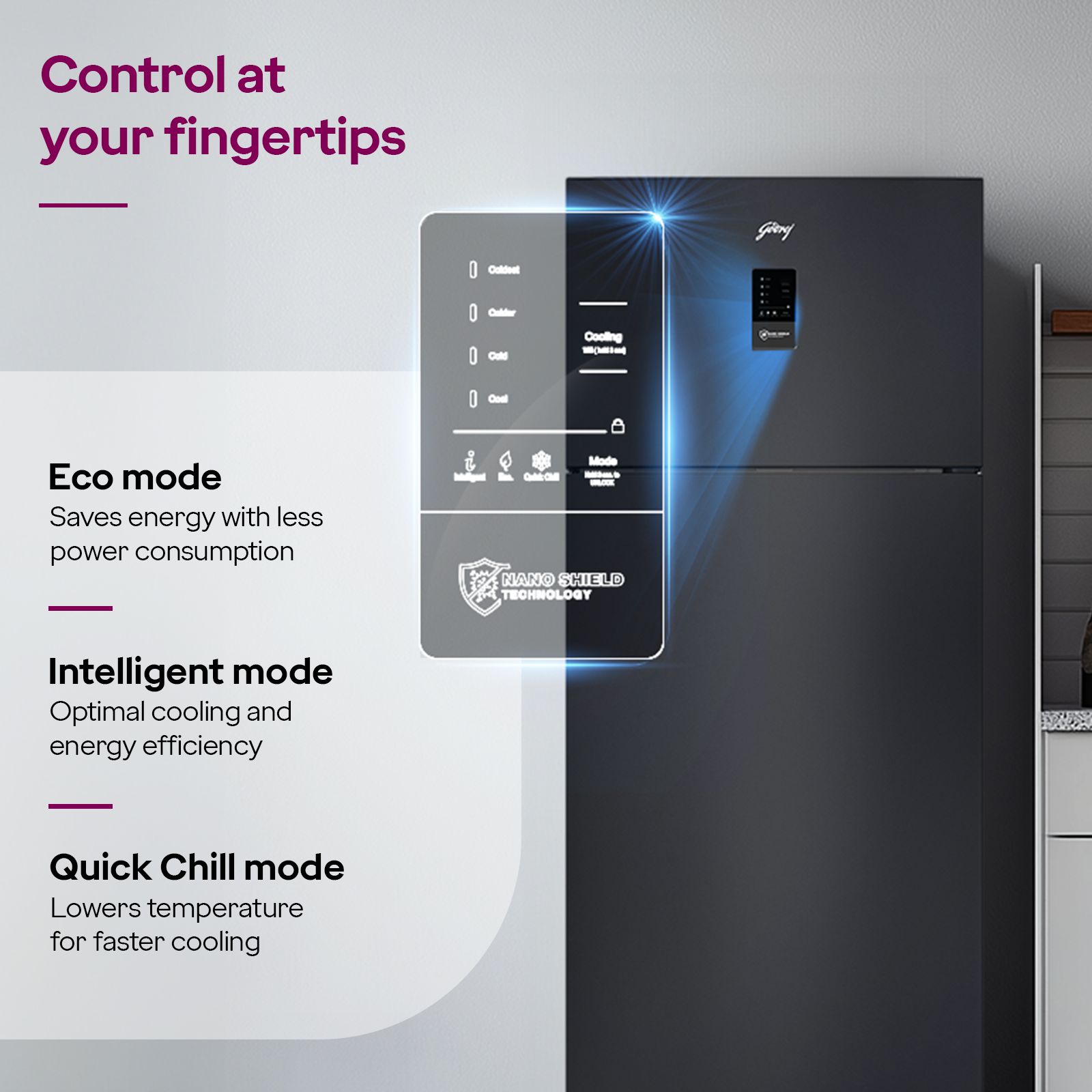 Godrej Eon Regalis 472 Litres 2 Star Frost Free Double Door Refrigerator with Cool Balance Technology (RT EONREGALIS 517B RCI MT BK, Matte Black) Godrej Eon Regalis 472 Litres 2 Star Frost Free Double Door Refrigerator with Cool Balance Technology (RT EONREGALIS 517B RCI MT BK, Matte Black)_10