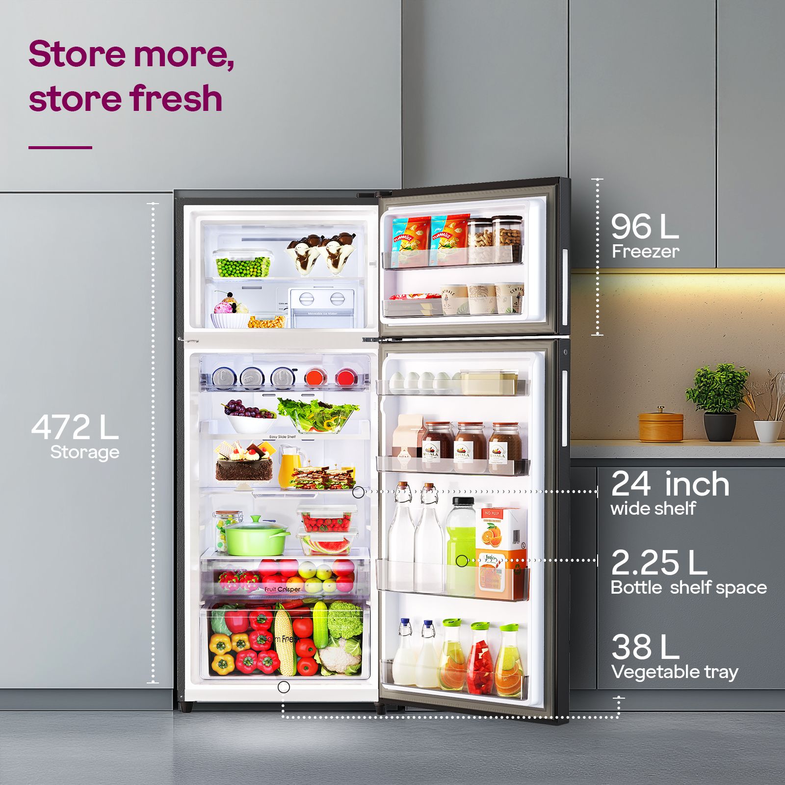 Godrej Eon Regalis 472 Litres 2 Star Frost Free Double Door Refrigerator with Cool Balance Technology (RT EONREGALIS 517B RCI MT BK, Matte Black) Godrej Eon Regalis 472 Litres 2 Star Frost Free Double Door Refrigerator with Cool Balance Technology (RT EONREGALIS 517B RCI MT BK, Matte Black)_12