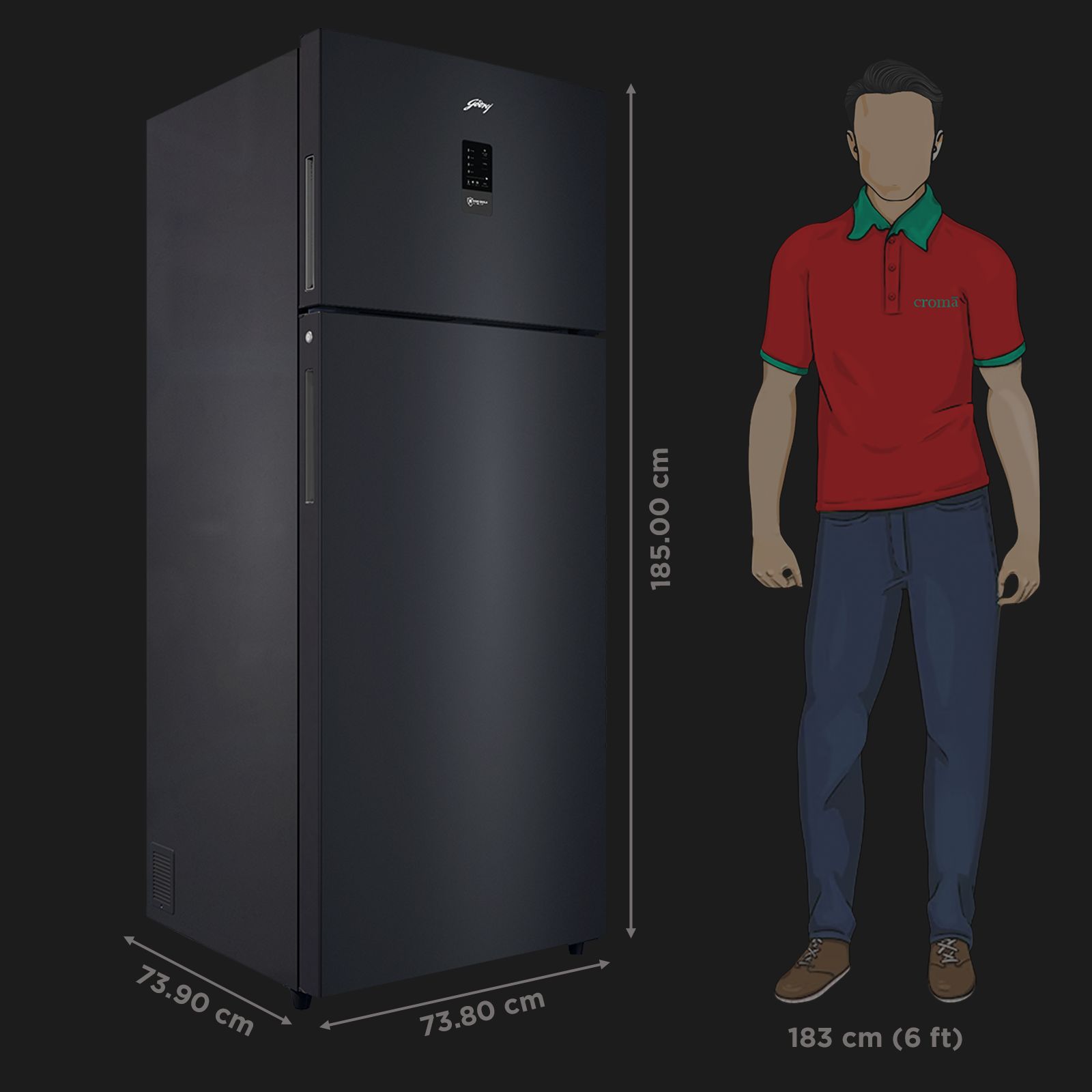 Godrej Eon Regalis 472 Litres 2 Star Frost Free Double Door Refrigerator with Cool Balance Technology (RT EONREGALIS 517B RCI MT BK, Matte Black) Godrej Eon Regalis 472 Litres 2 Star Frost Free Double Door Refrigerator with Cool Balance Technology (RT EONREGALIS 517B RCI MT BK, Matte Black)_3