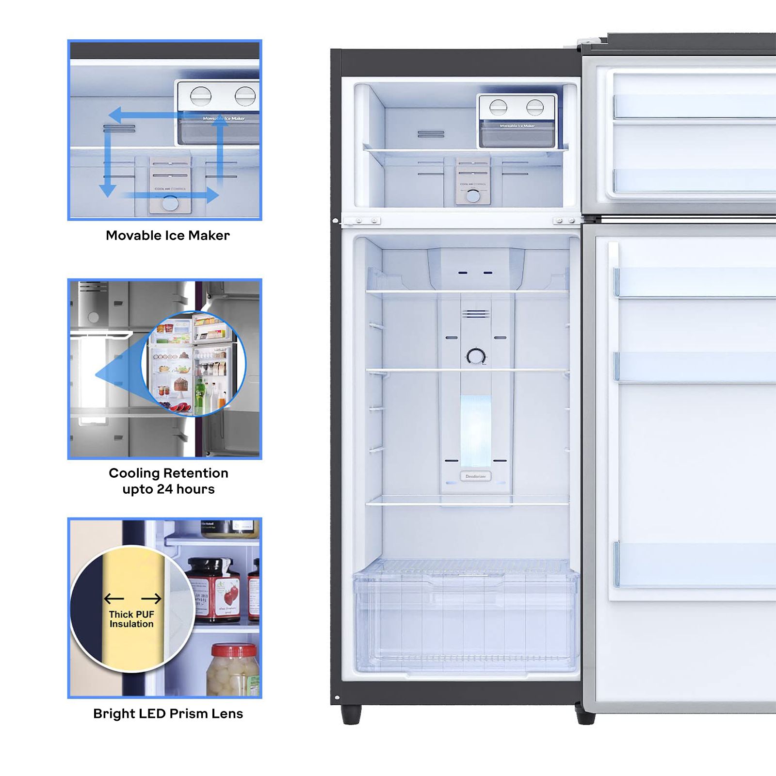 Godrej Eon Crystal 272 Litres 2 Star Frost Free Double Door Refrigerator with Advanced Inverter Technology (RT EONCRYSTAL 310B RI OB, Black Glass)_15