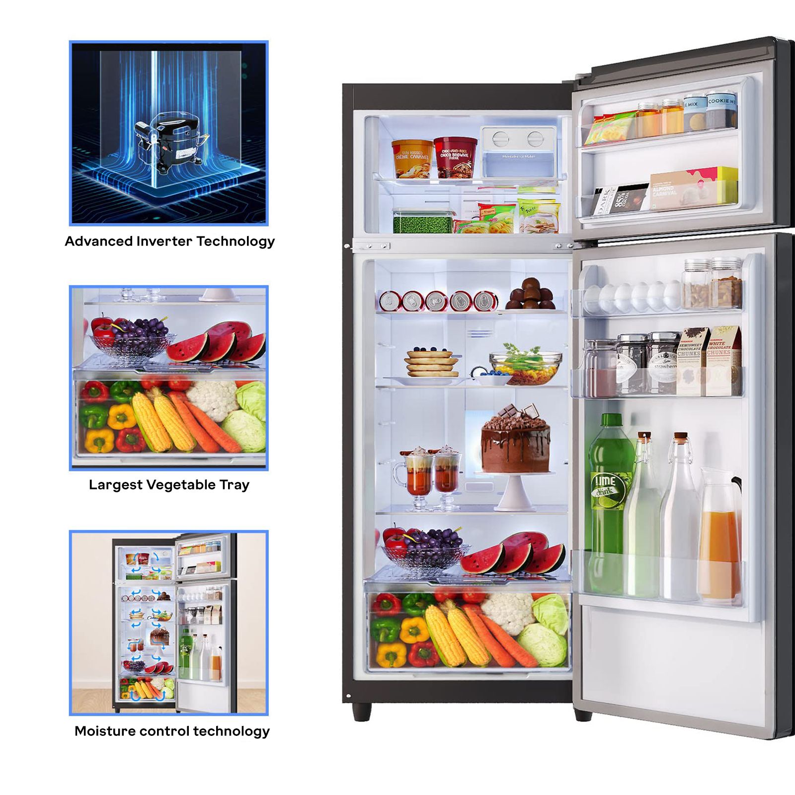 Godrej Eon Crystal 272 Litres 2 Star Frost Free Double Door Refrigerator with Advanced Inverter Technology (RT EONCRYSTAL 310B RI OB, Black Glass)_16