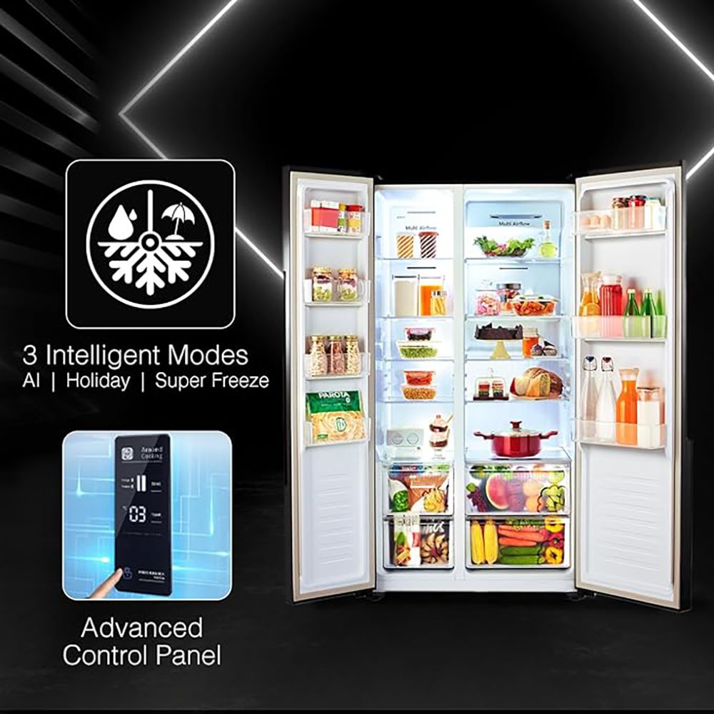 Godrej EONVELVET 564 Litres Frost Free Side By Side Refrigerator with Multi Air Flow Technology (RS EONVELVET 579 RFD GL BK, Black Glass) Godrej EONVELVET 564 Litres Frost Free Side By Side Refrigerator with Multi Air Flow Technology (RS EONVELVET 579 RFD GL BK, Black Glass)_8