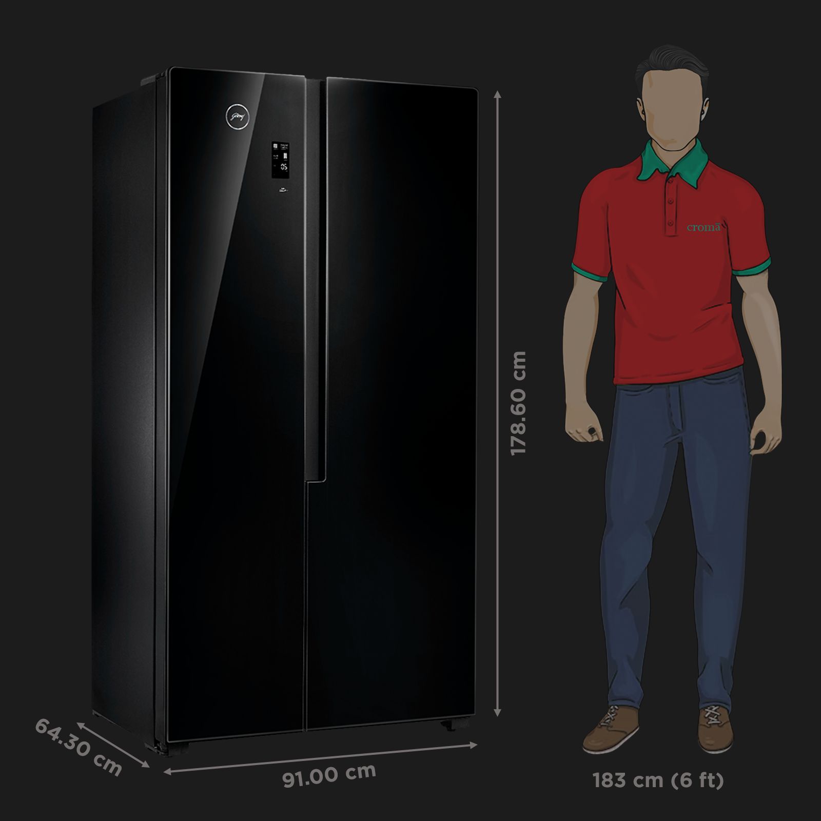 Godrej EONVELVET 564 Litres Frost Free Side By Side Refrigerator with Multi Air Flow Technology (RS EONVELVET 579 RFD GL BK, Black Glass) Godrej EONVELVET 564 Litres Frost Free Side By Side Refrigerator with Multi Air Flow Technology (RS EONVELVET 579 RFD GL BK, Black Glass)_3