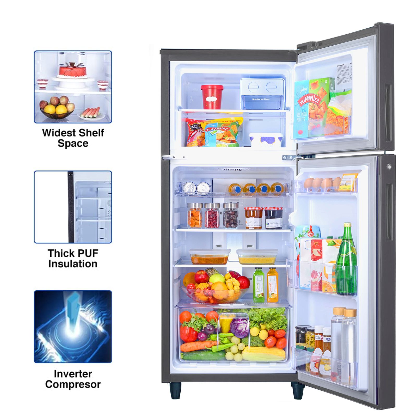 Godrej Eon Alpha 210 Litres 2 Star Frost Free Double Door Refrigerator with Built-in Stabilizer (RT EONALPHA 250B RI, Steel Glow) Godrej Eon Alpha 210 Litres 2 Star Frost Free Double Door Refrigerator with Built-in Stabilizer (RT EONALPHA 250B RI, Steel Glow)_10